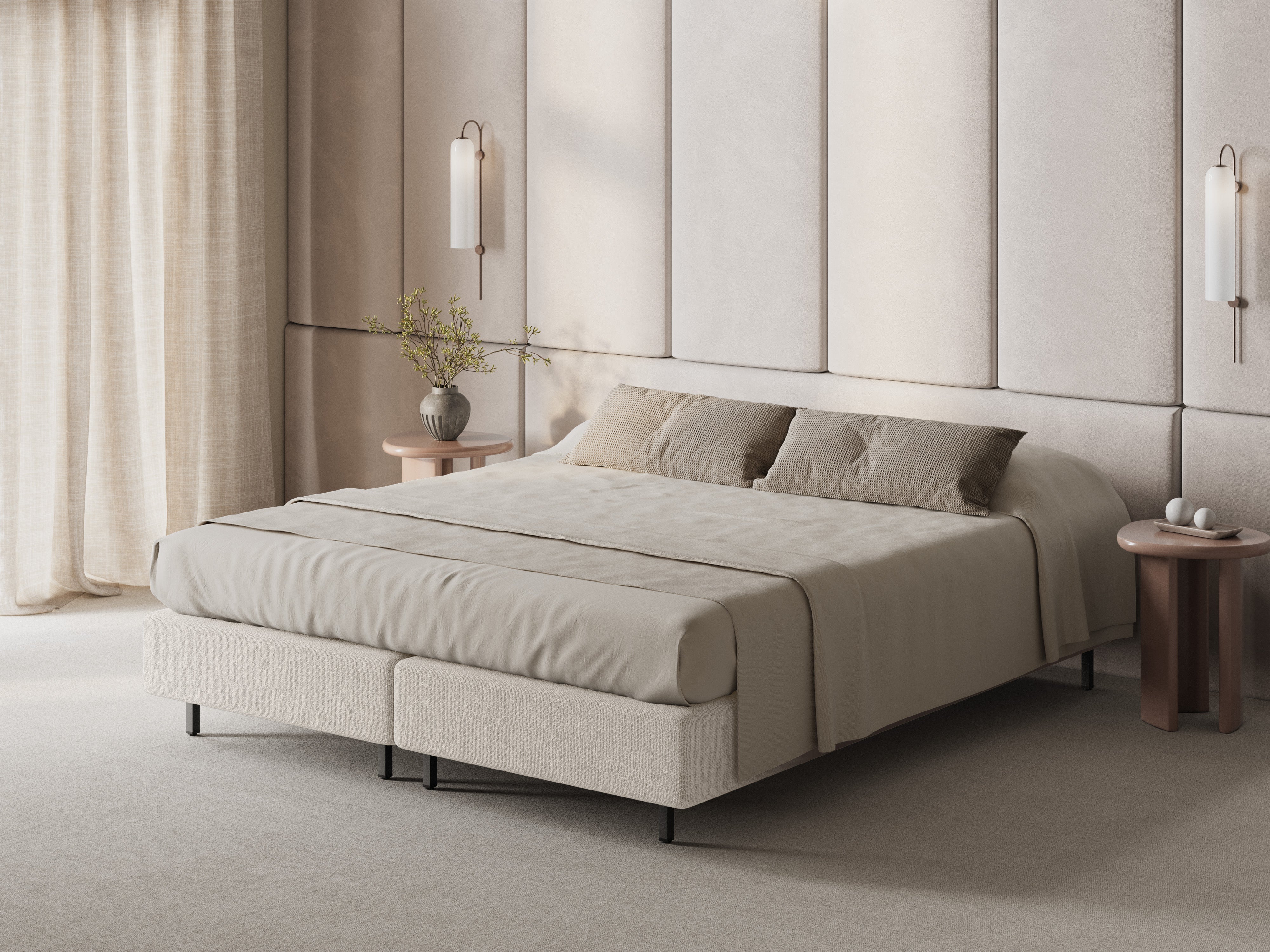 WHALE Bed Light Beige Chenille