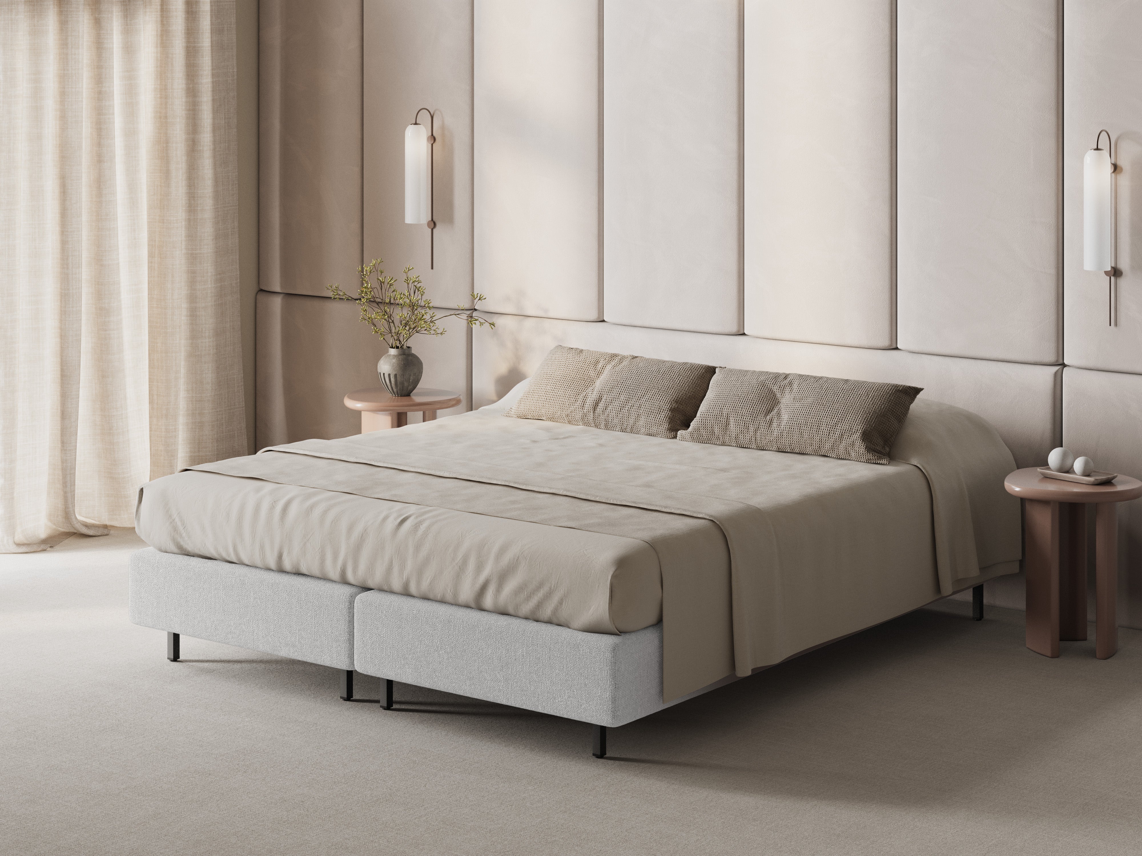 WHALE Bed Silver Chenille