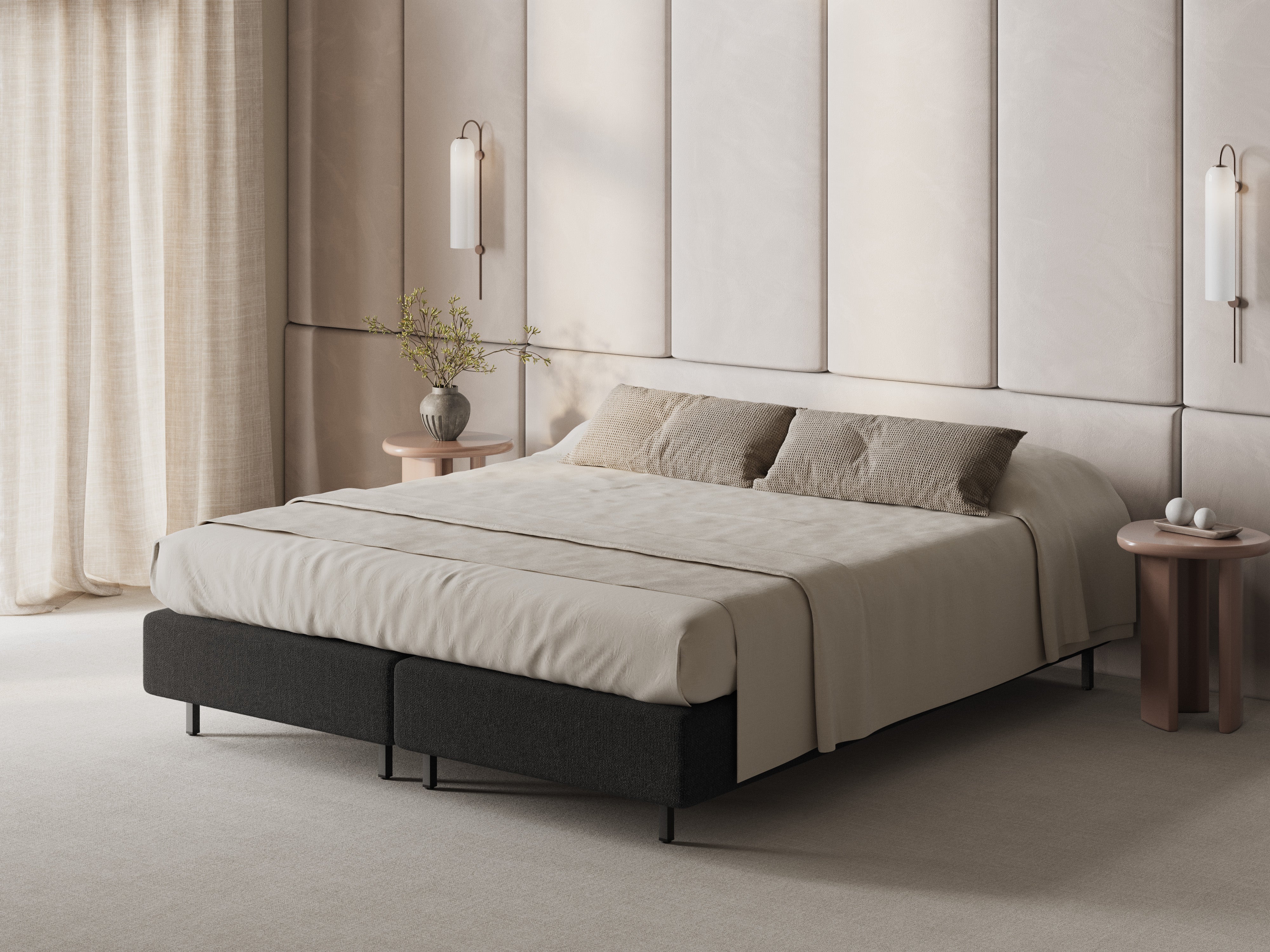 WHALE Bed Anthracite Chenille
