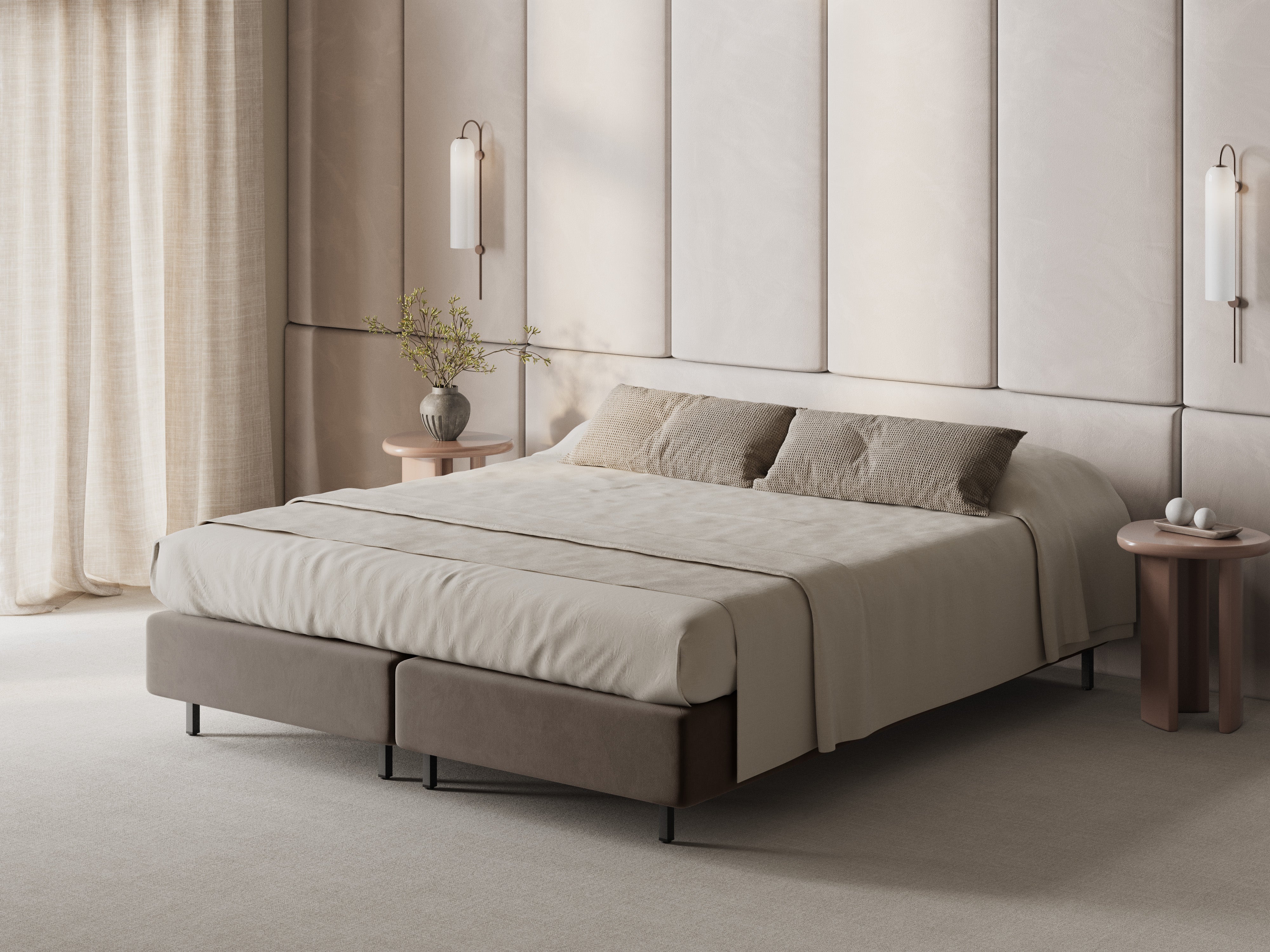Velvet Bed WHALE Warm Gray