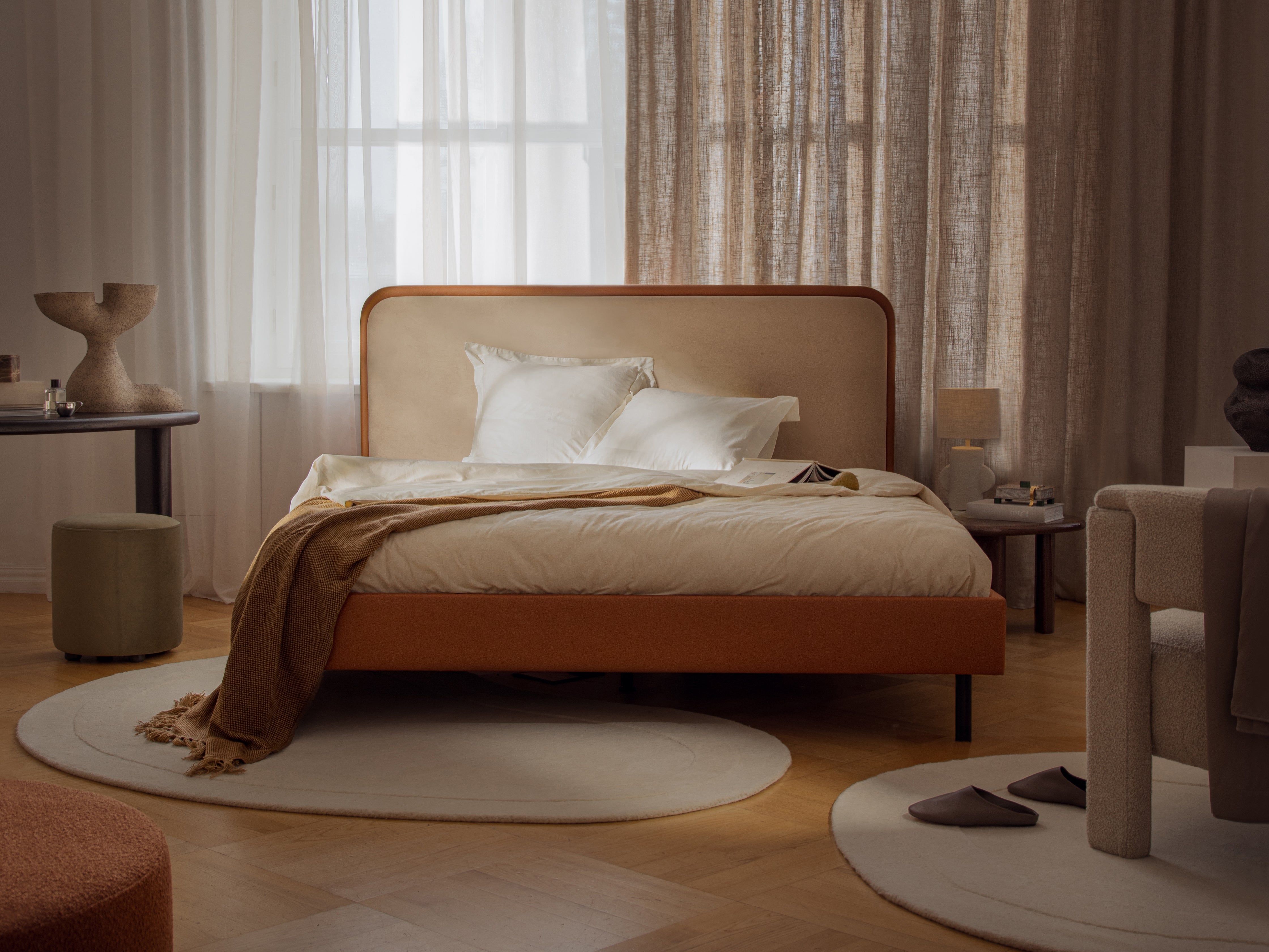 AVELINE Bed Dark Blue Boucle