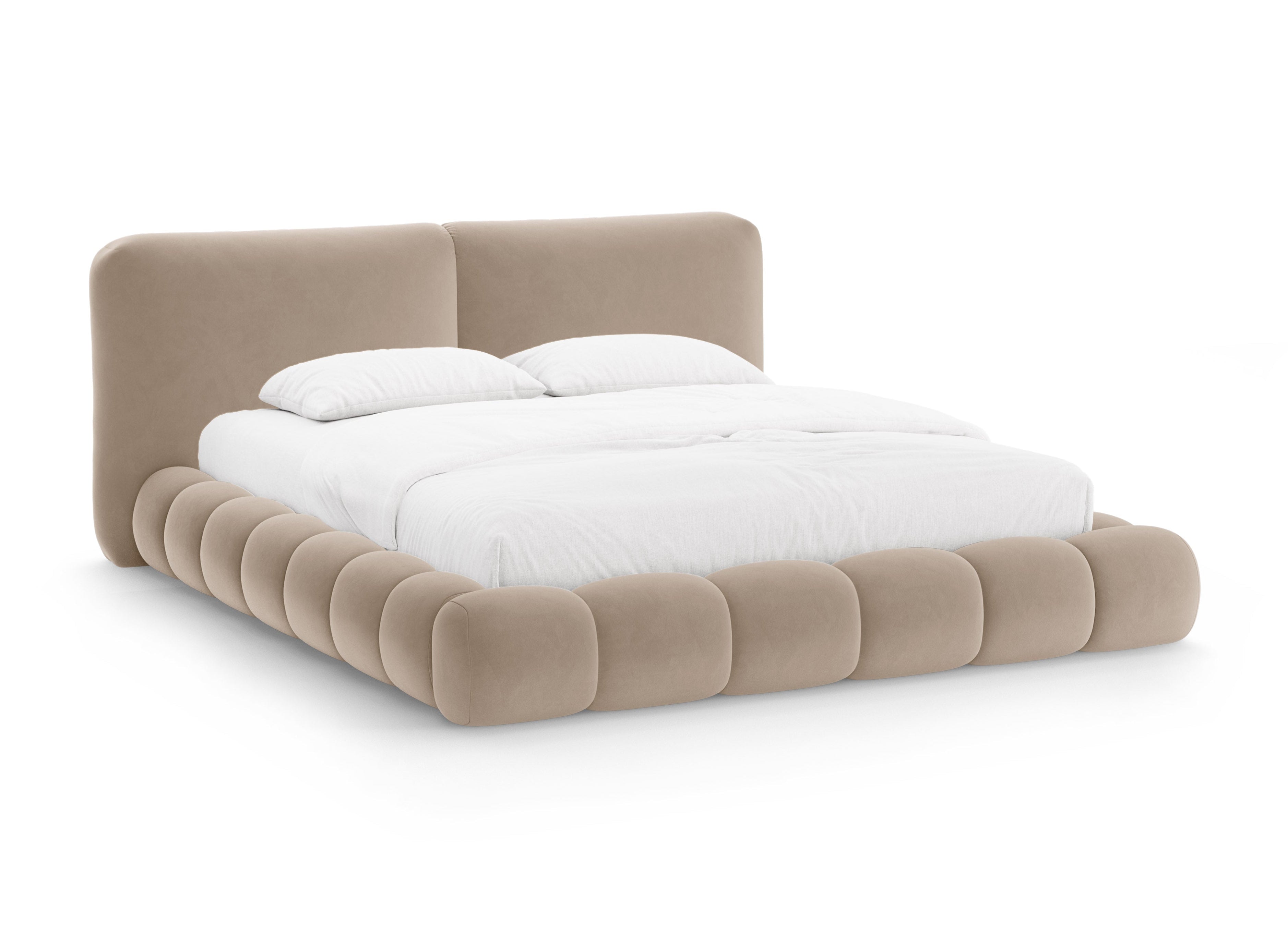 Velvet Bed SOLANGE Almond Beige