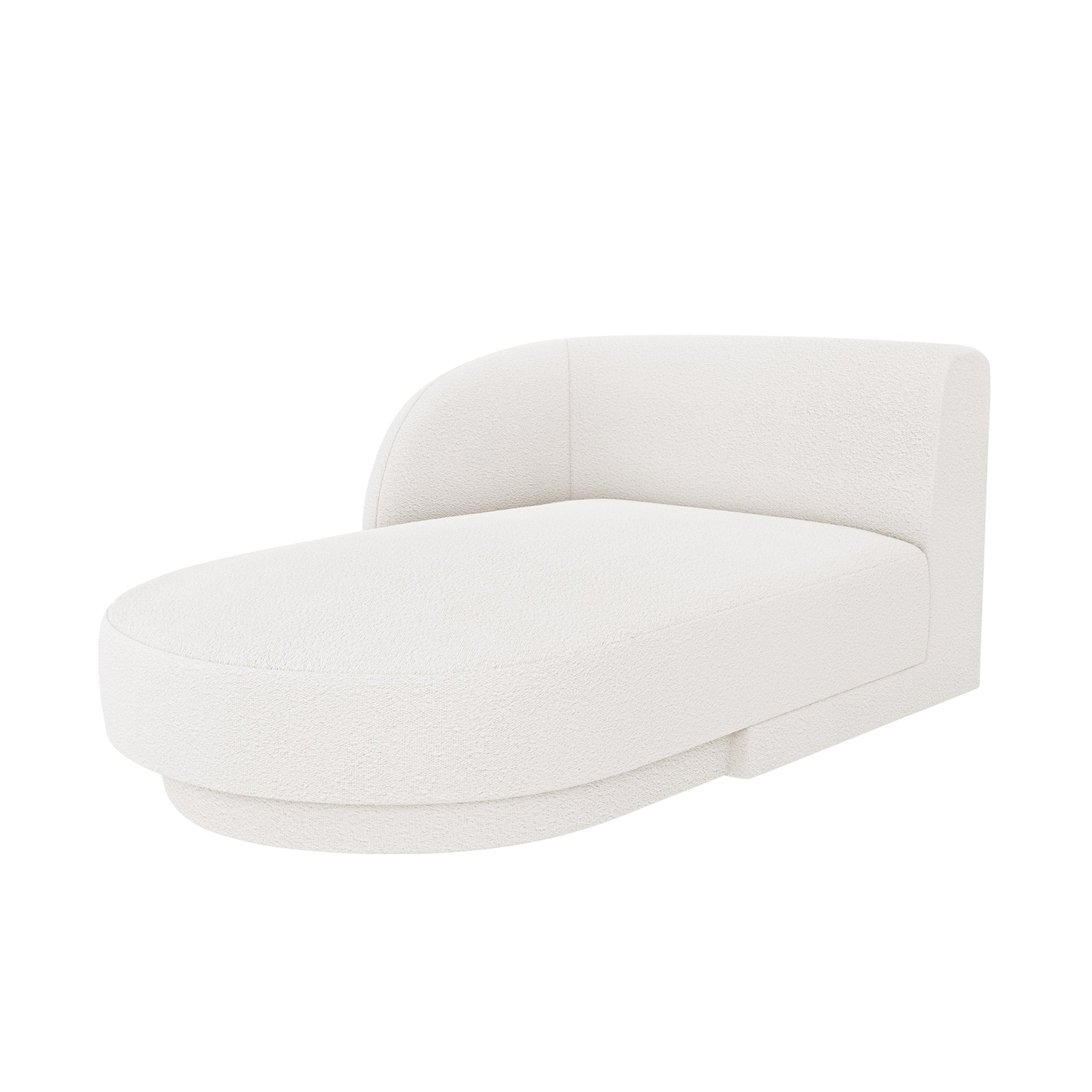 Left-facing chaise longue MILEY white boucle