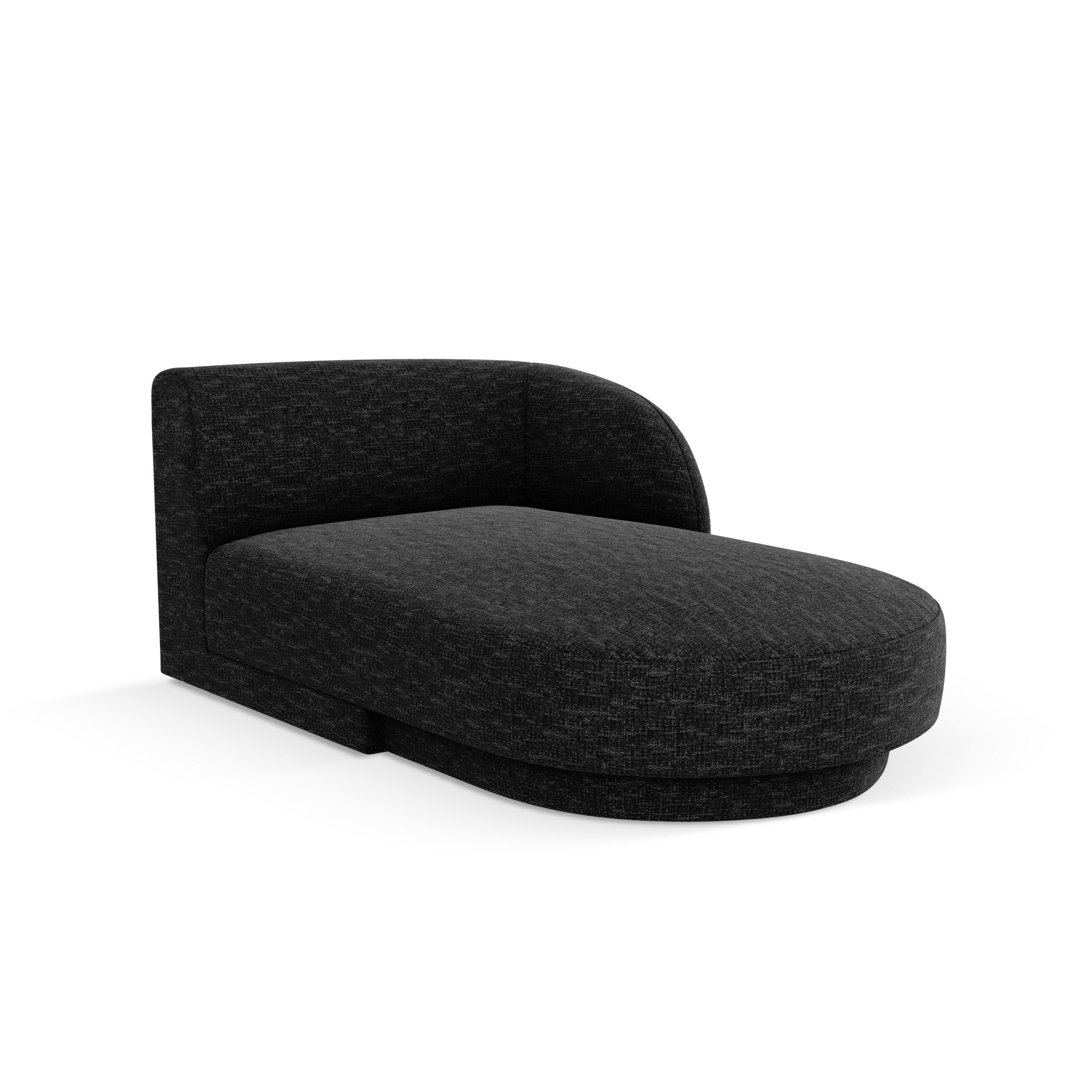 Right-facing chaise longue MILEY black silky chenille