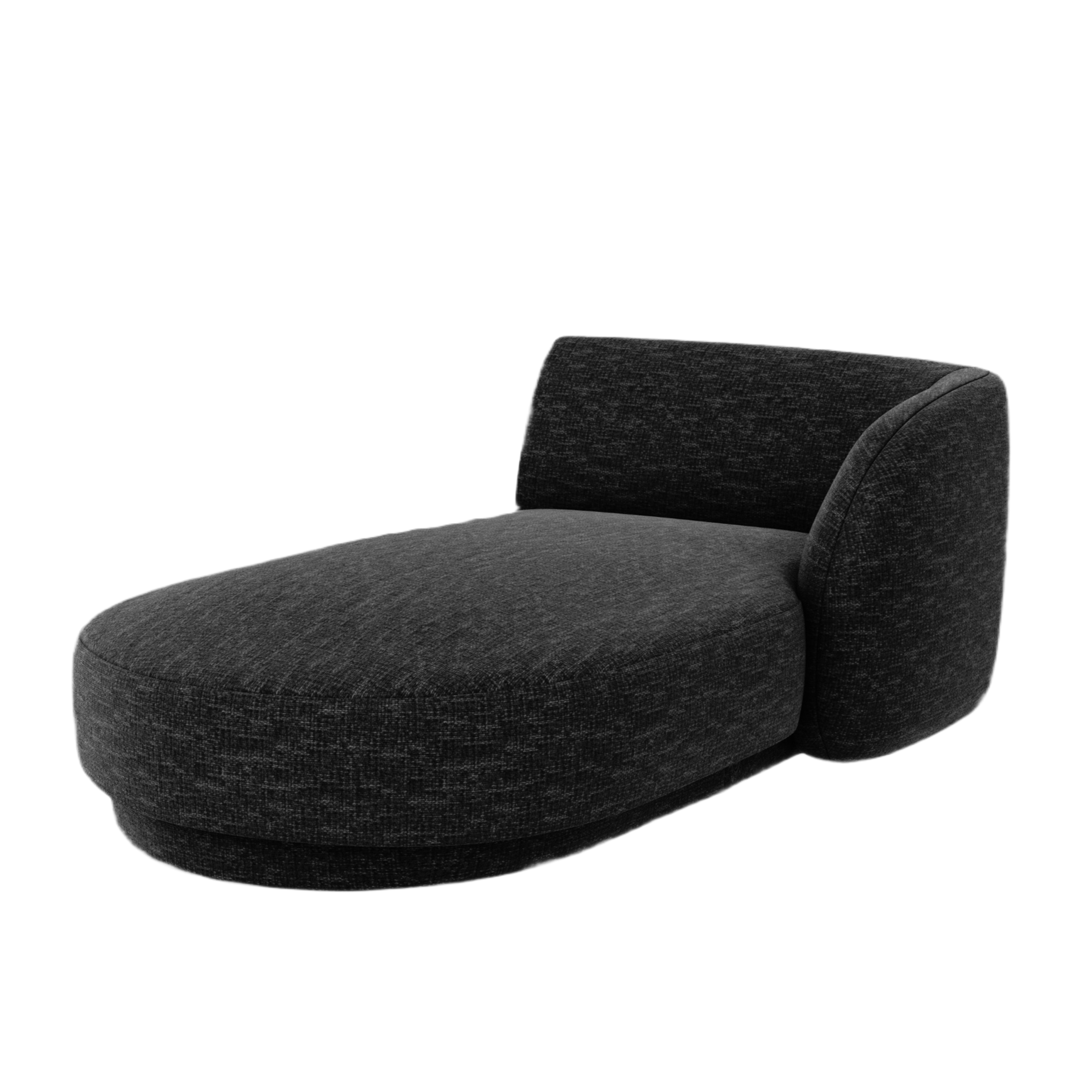 Right-facing chaise longue MILEY black silky chenille