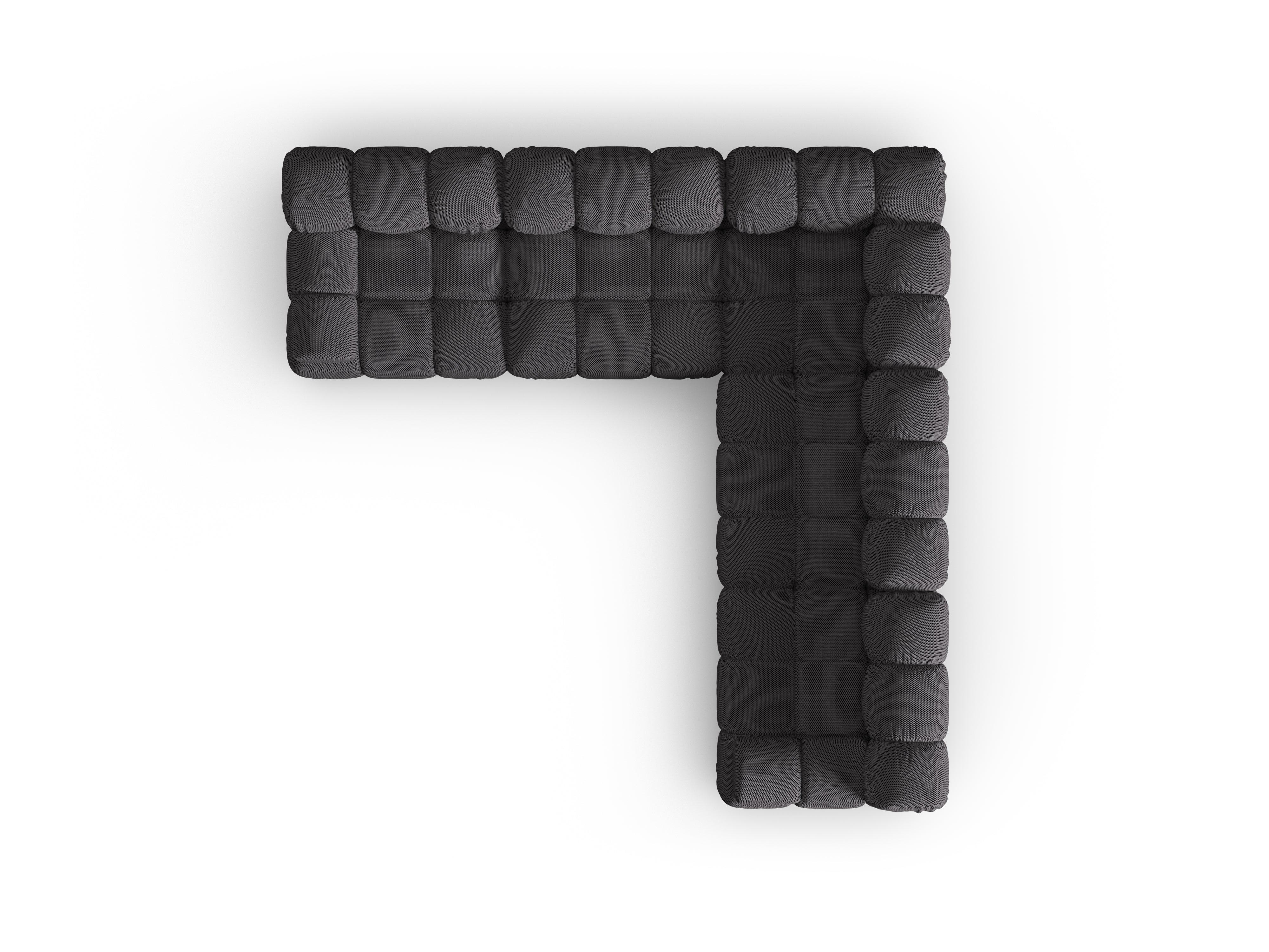 Symetrický roh BELLIS v tmavě šedé 3D tkanině