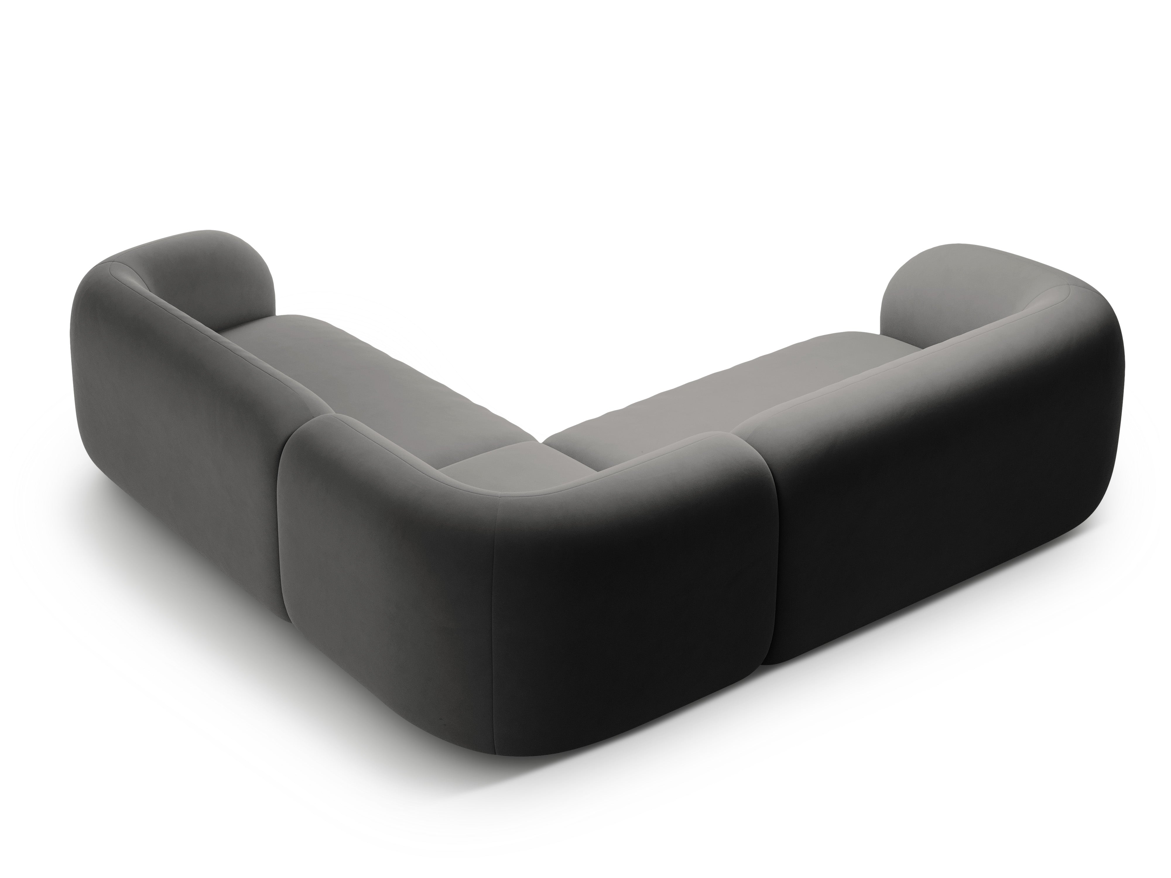 Symetrický sametový rohový gauč KATE tmavě šedý