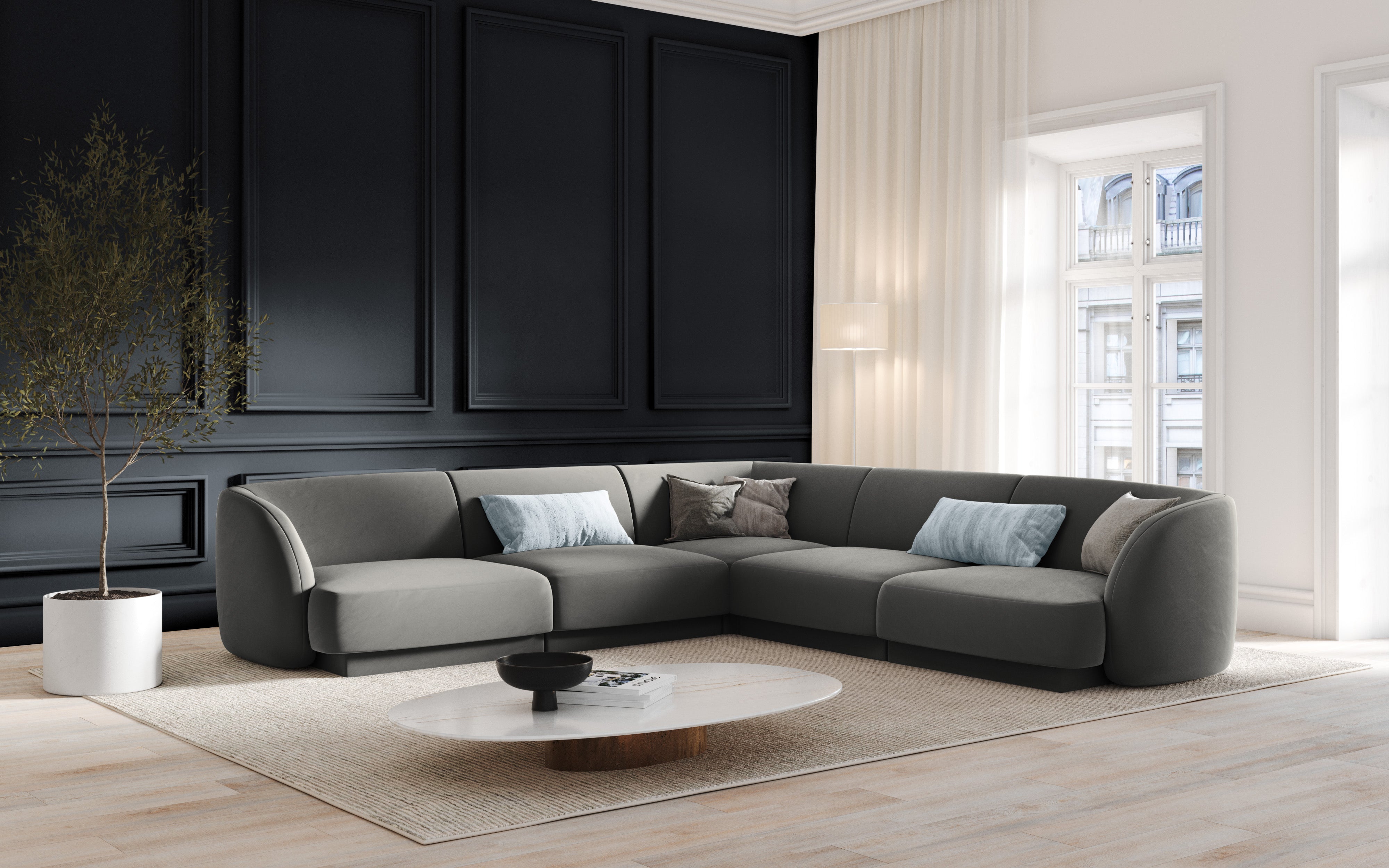 Miley velvet armchair dark gray