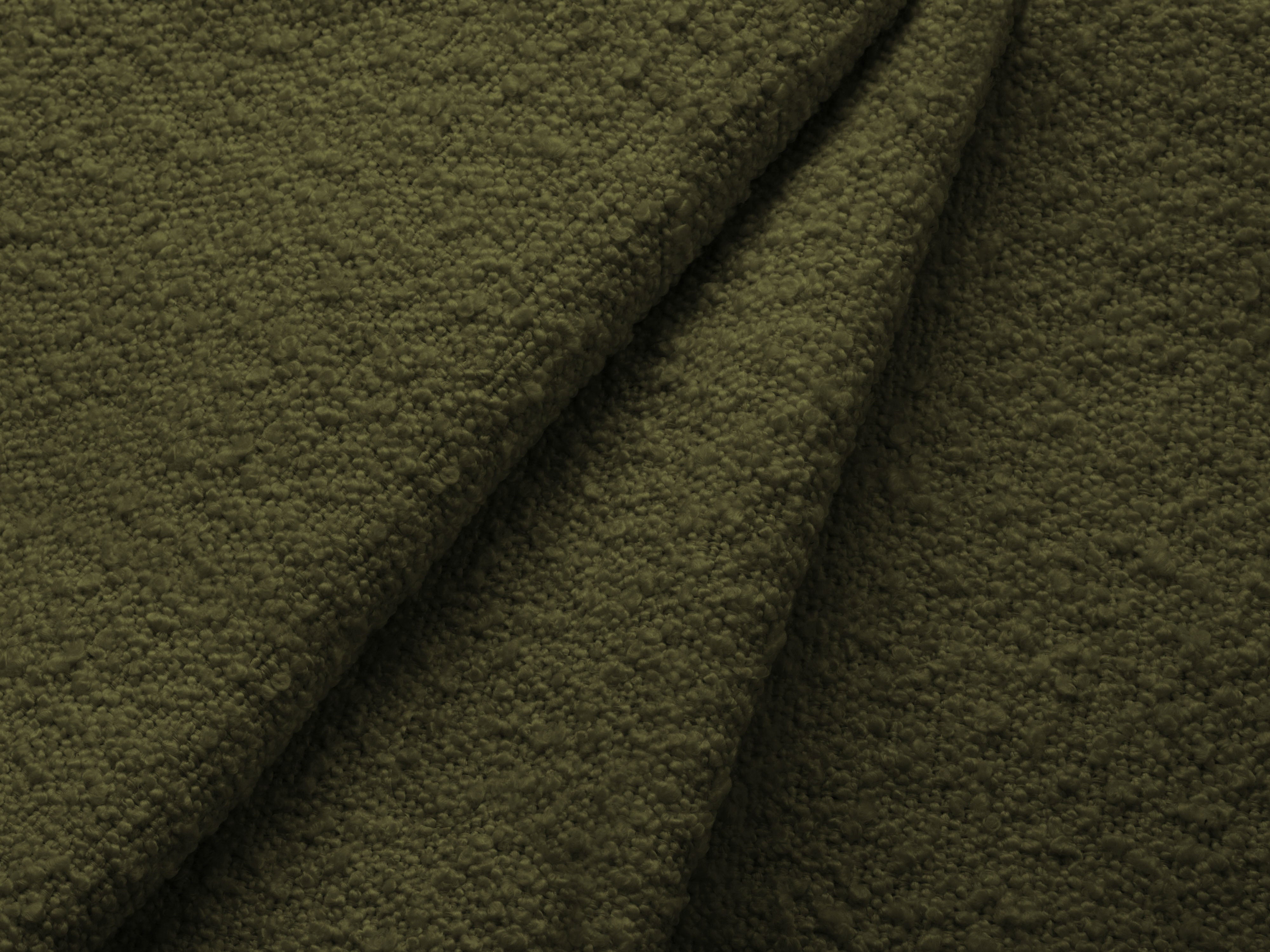 Left-facing corner sofa bed JODIE in dark olive green boucle