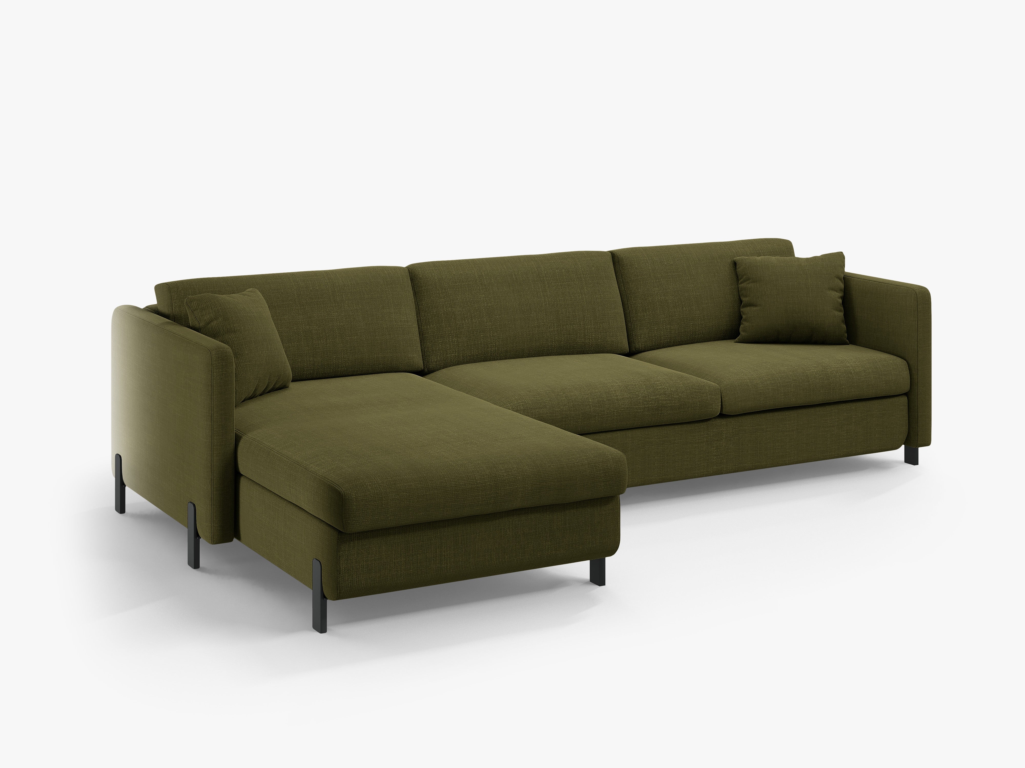 Left-sided corner sofa bed GLORIA green chenille