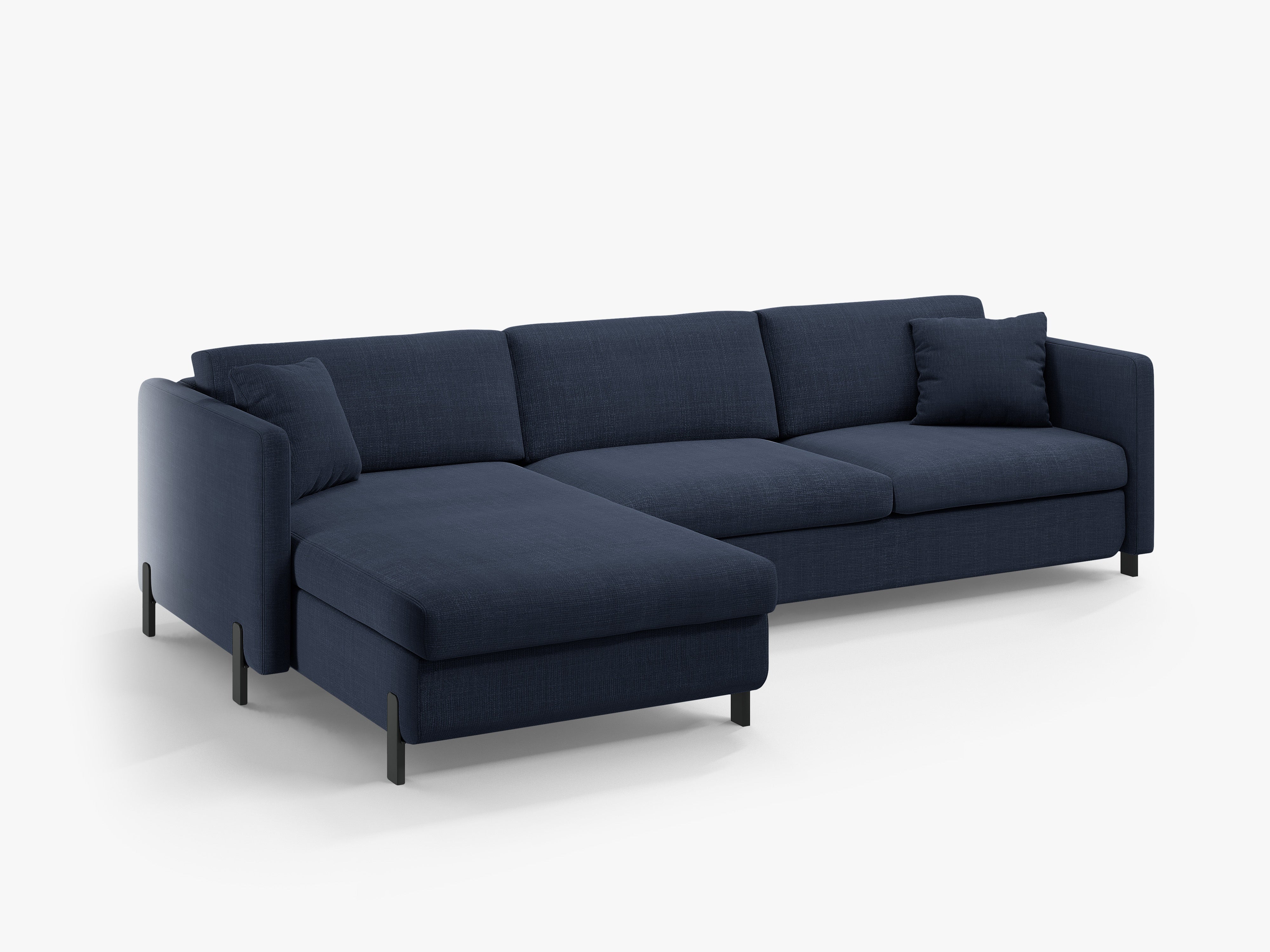 Left-sided corner sofa bed GLORIA blue chenille