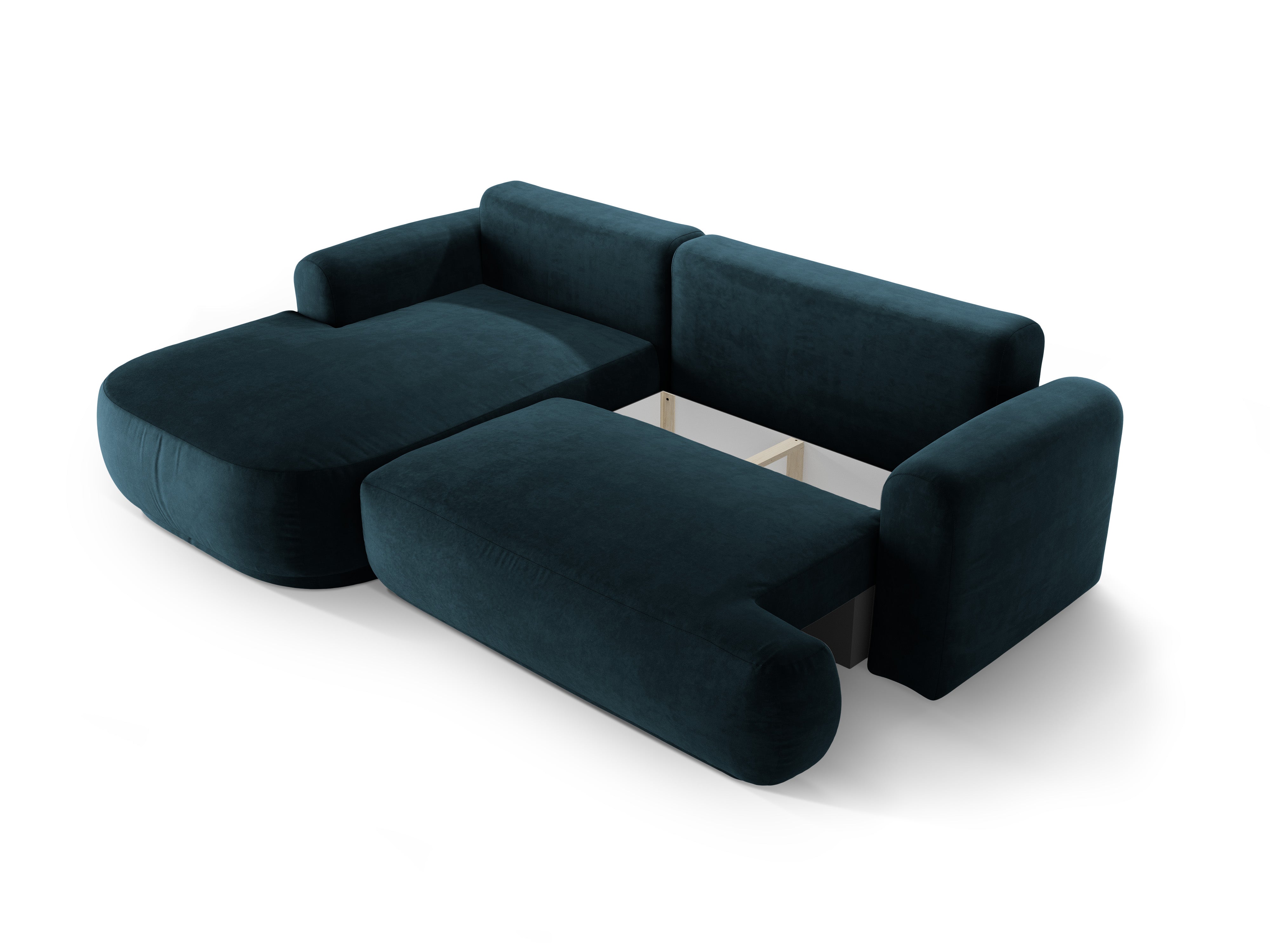 Velvet left -hand corner with sleeping function Ella Petrol navy blue