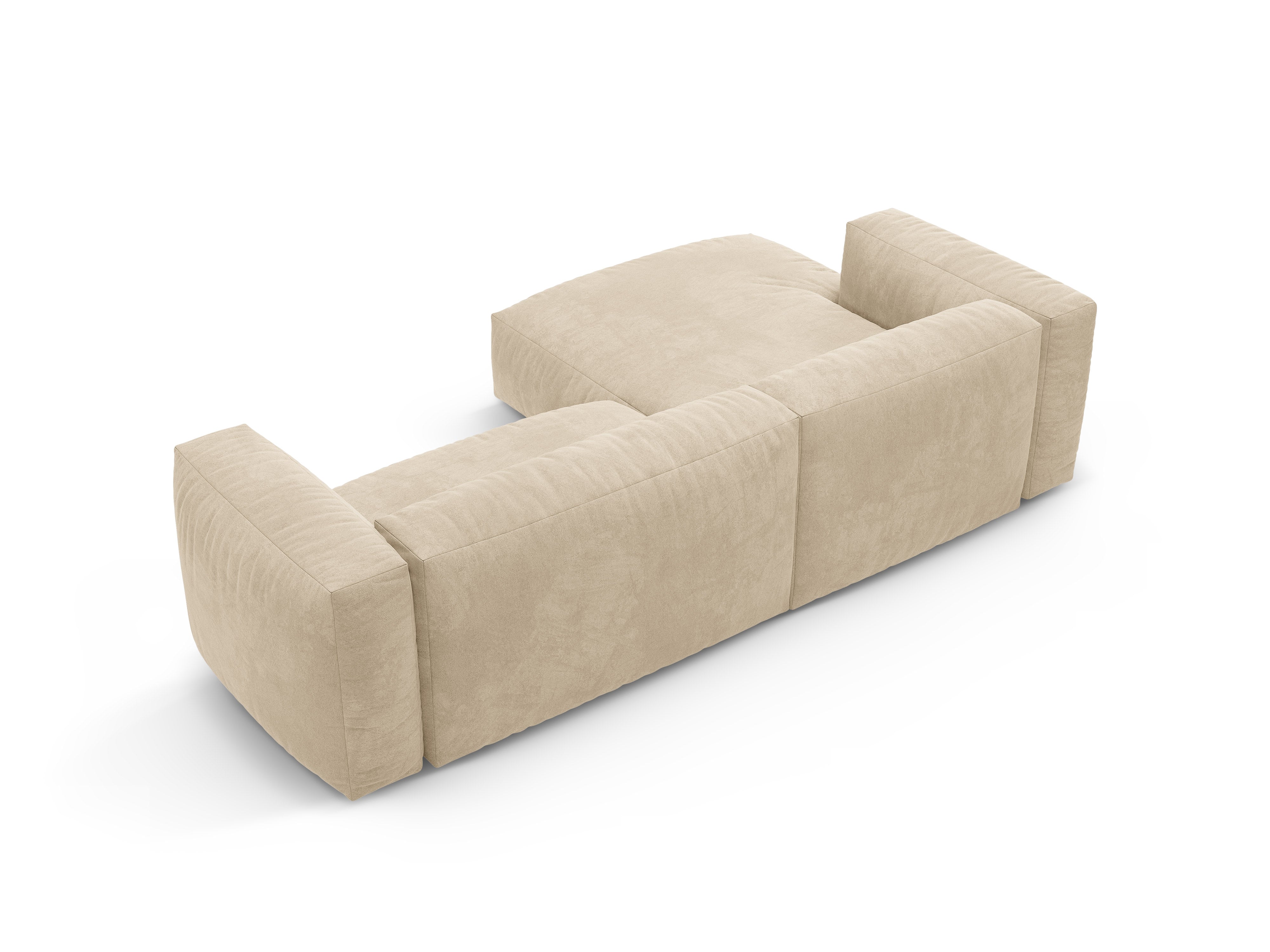 Left-facing velvet corner sofa with sleeping function MARTINA light beige