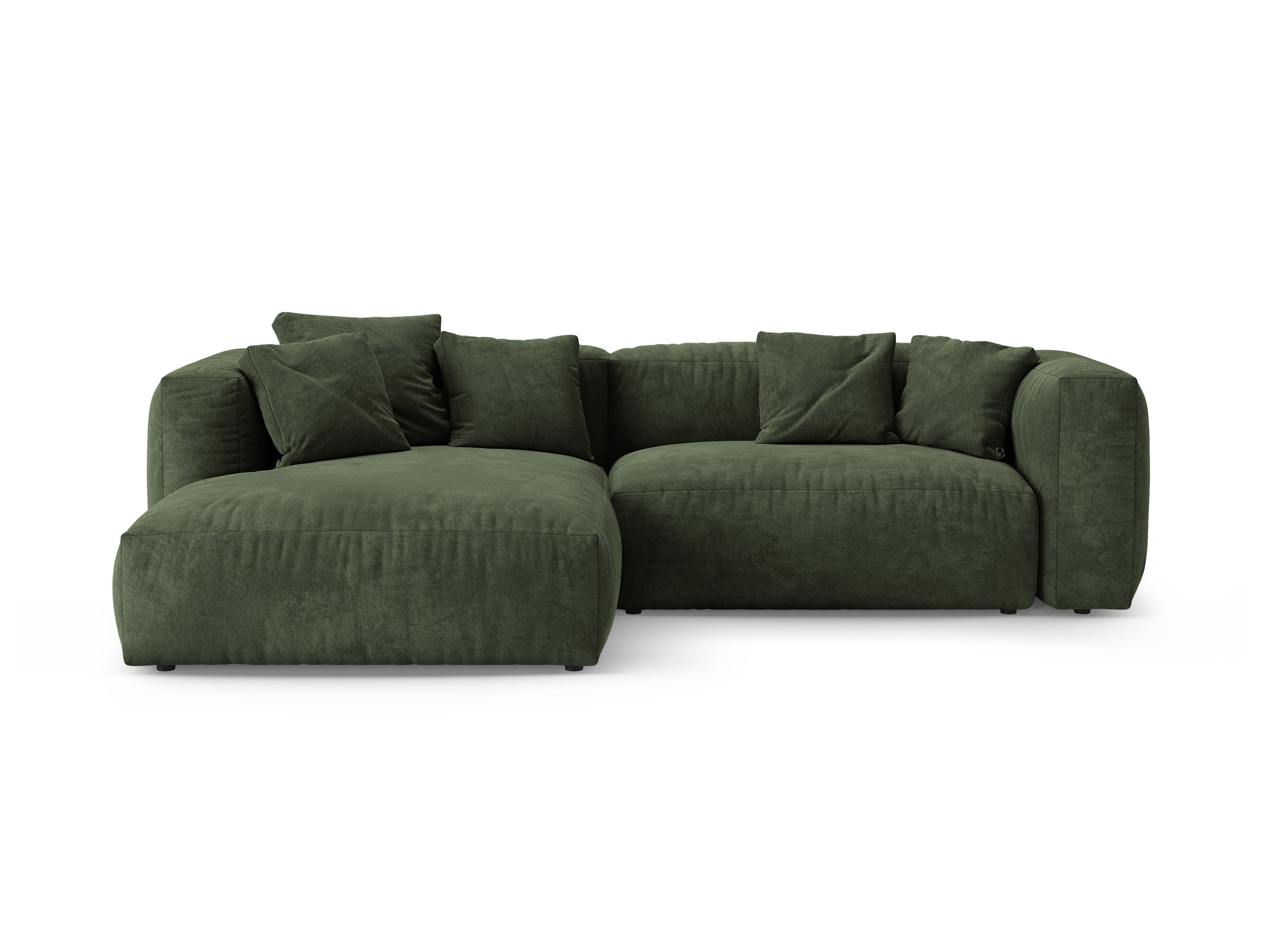 Left-facing velvet corner sofa bed MARTINA green