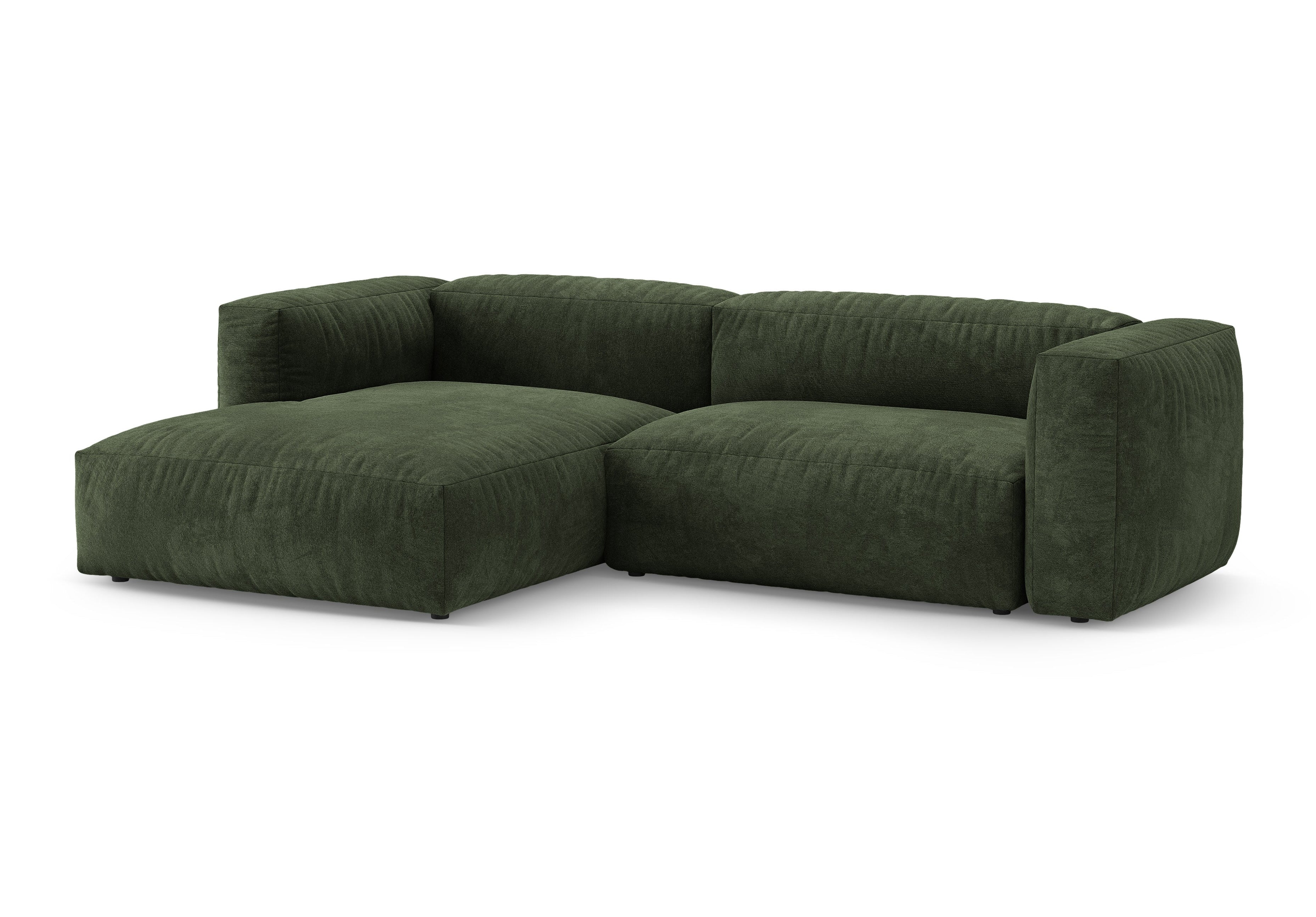 Left-facing velvet corner sofa bed MARTINA green