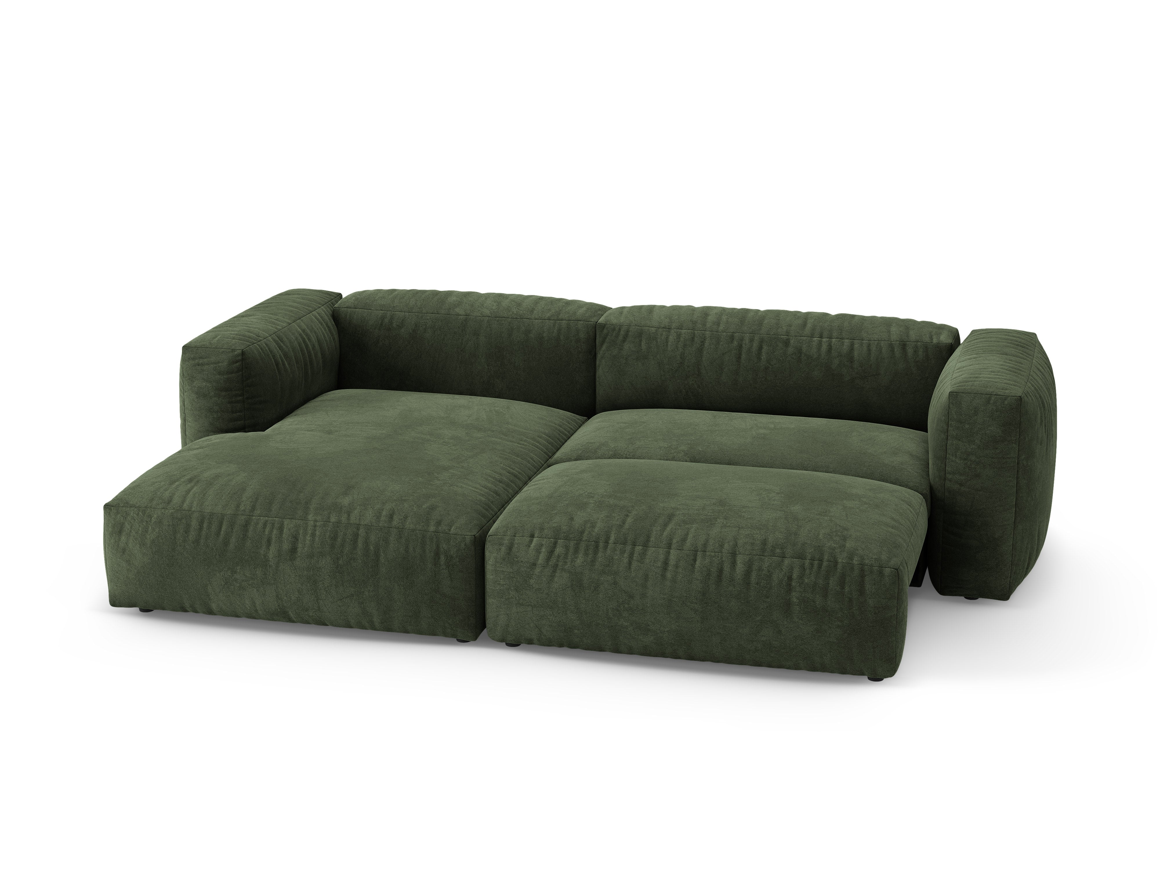 Left-facing velvet corner sofa bed MARTINA green