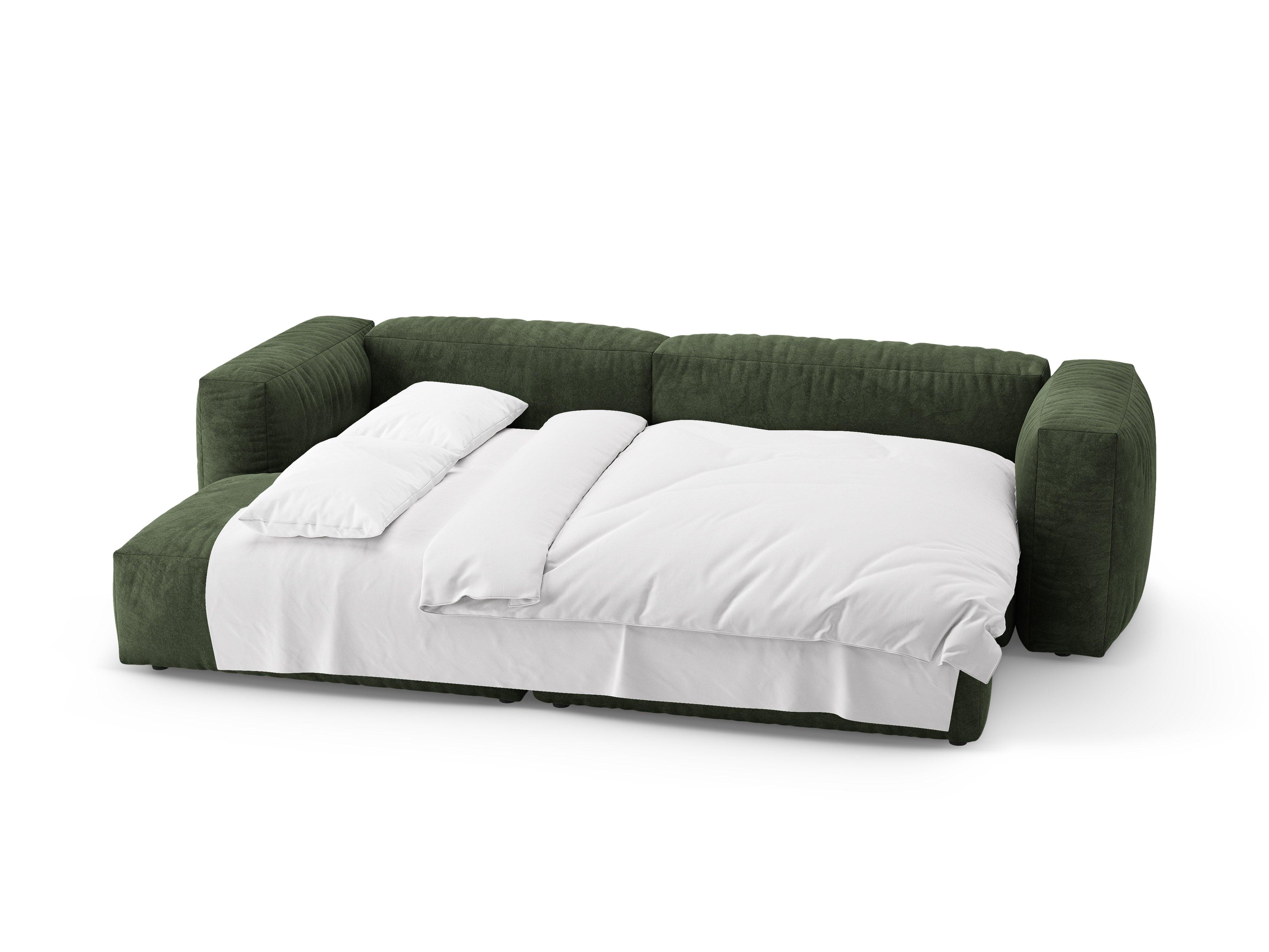 Left-facing velvet corner sofa bed MARTINA green