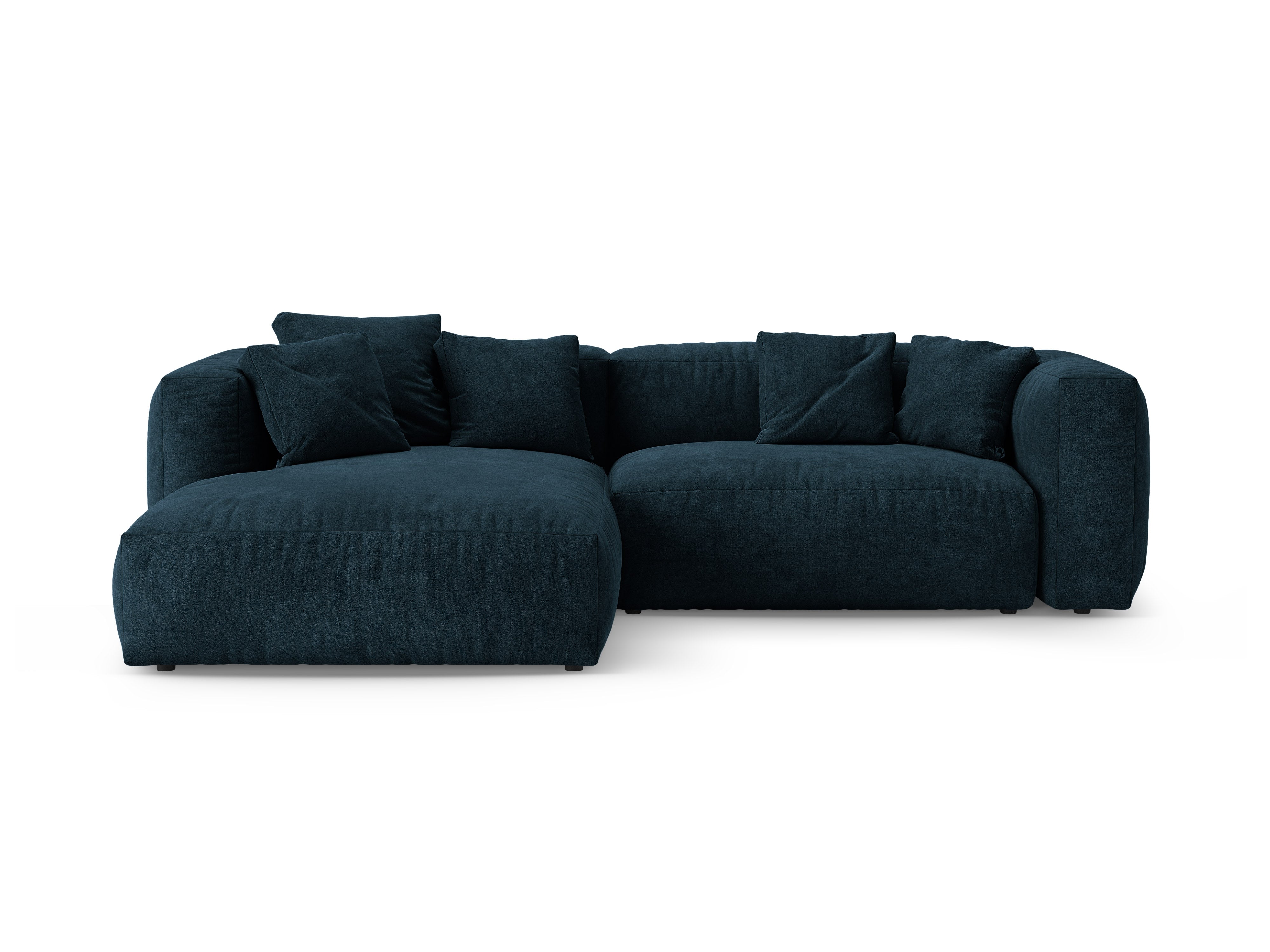 Left-facing velvet corner sofa with sleeping function MARTINA deep petrol