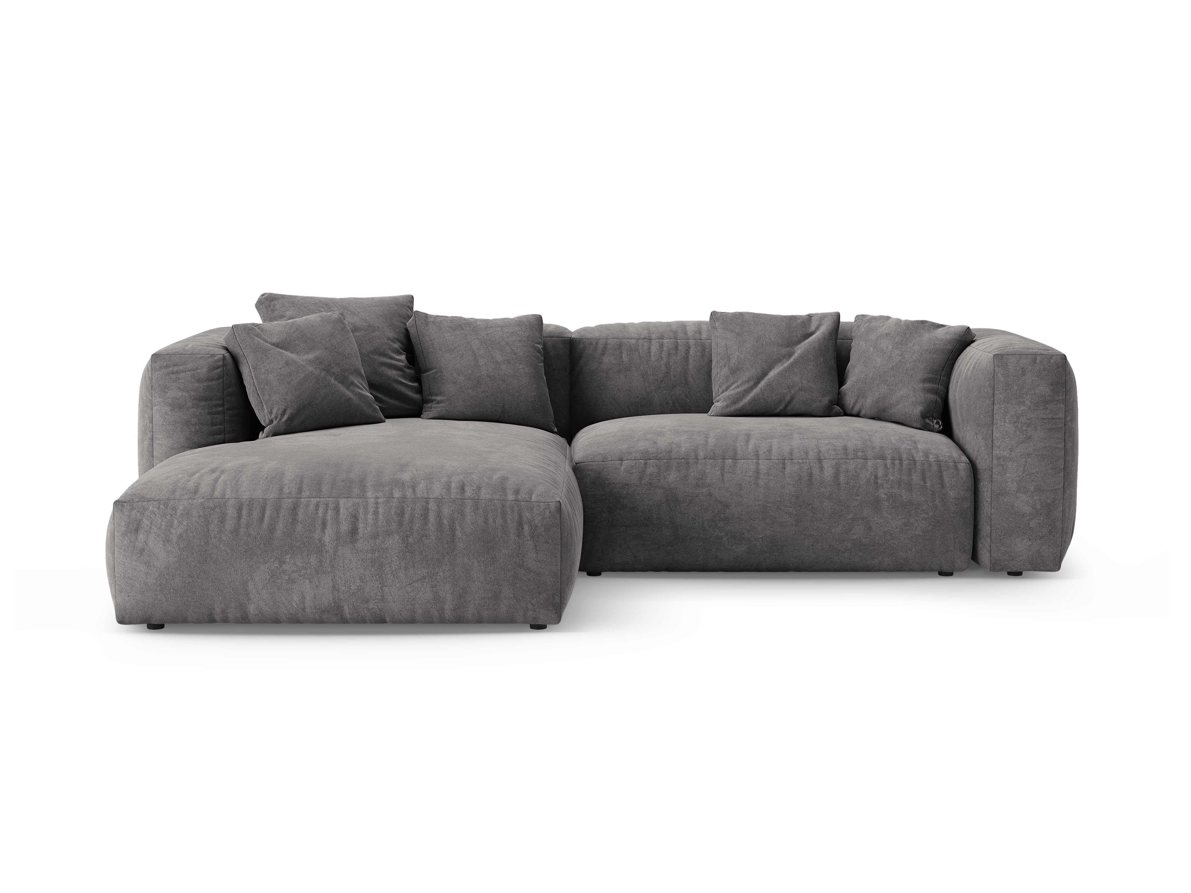 Left-facing velvet corner sofa bed MARTINA gray
