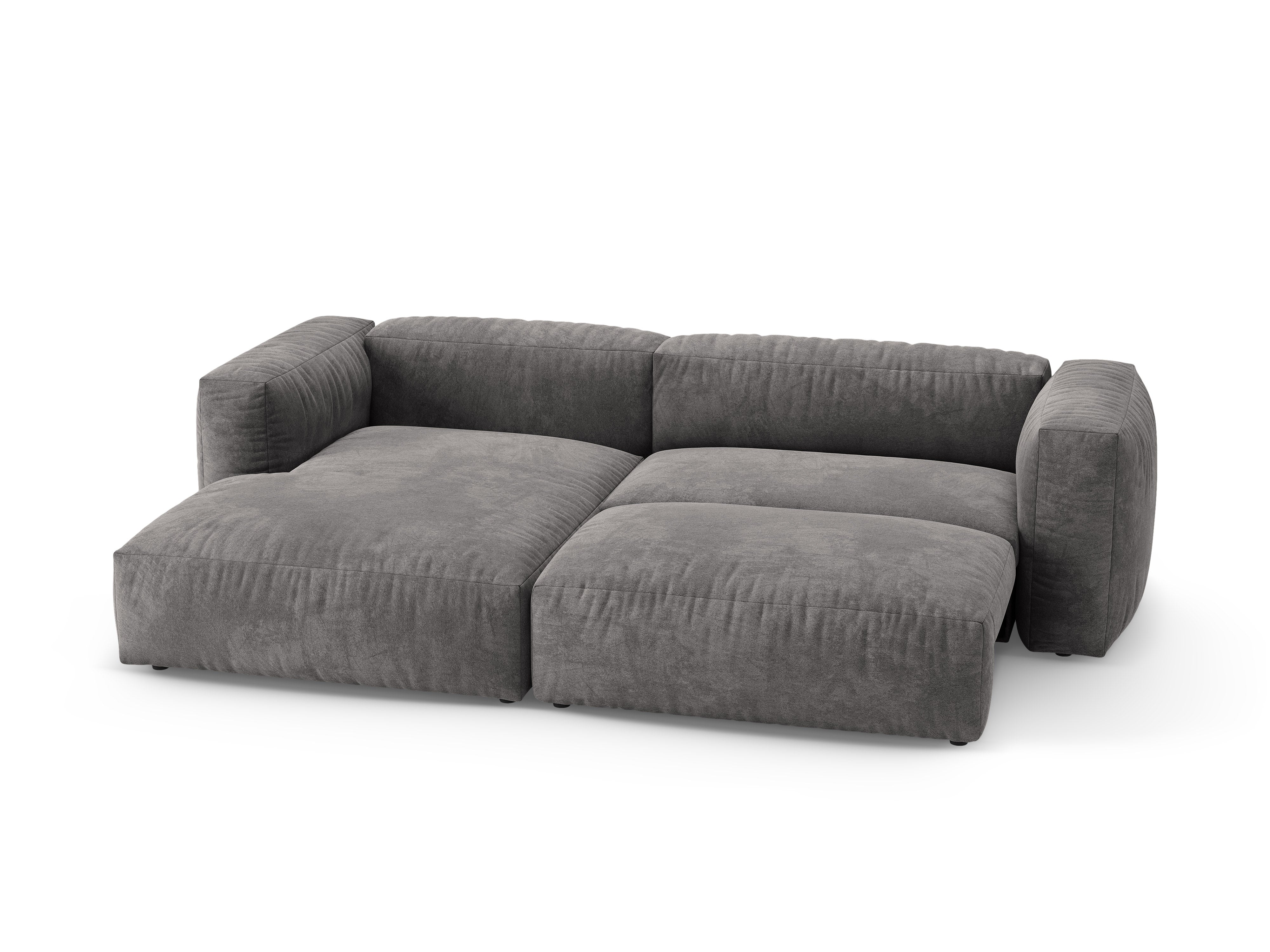 Left-facing velvet corner sofa bed MARTINA gray