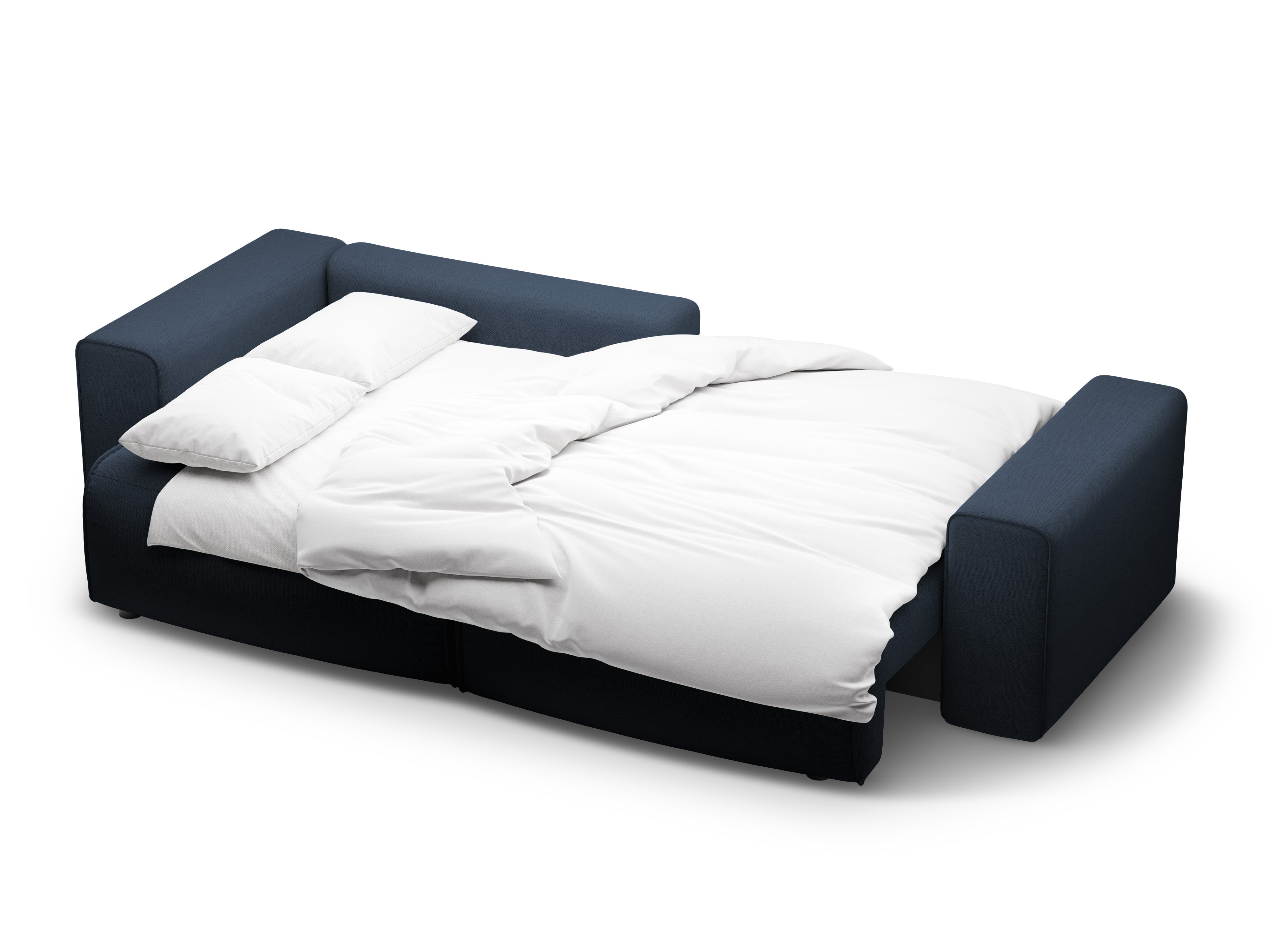 Left-sided 3-seater sofa bed VICTOR royal blue chenille