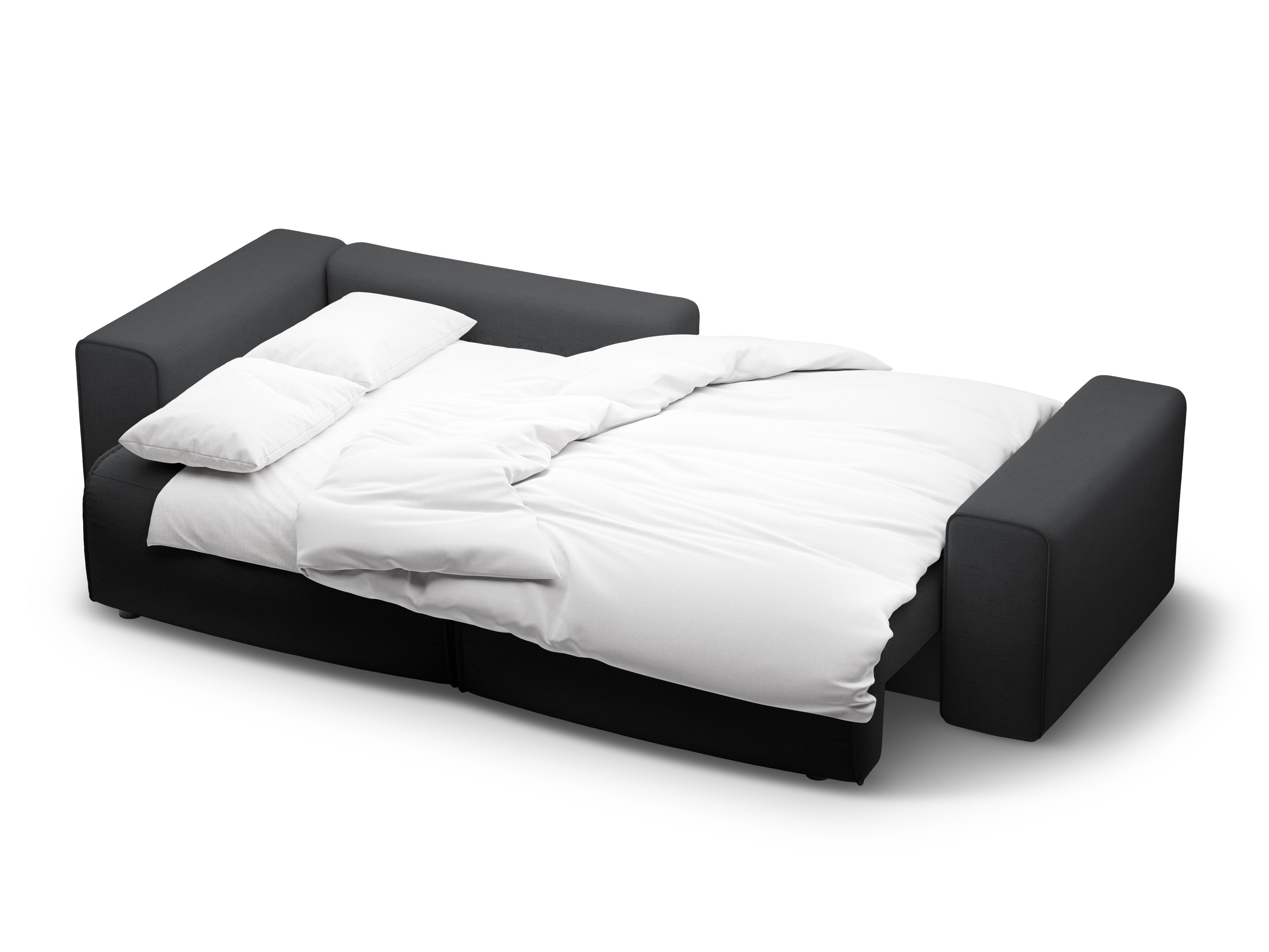 Left-sided 3-seater sofa bed VICTOR in anthracite chenille