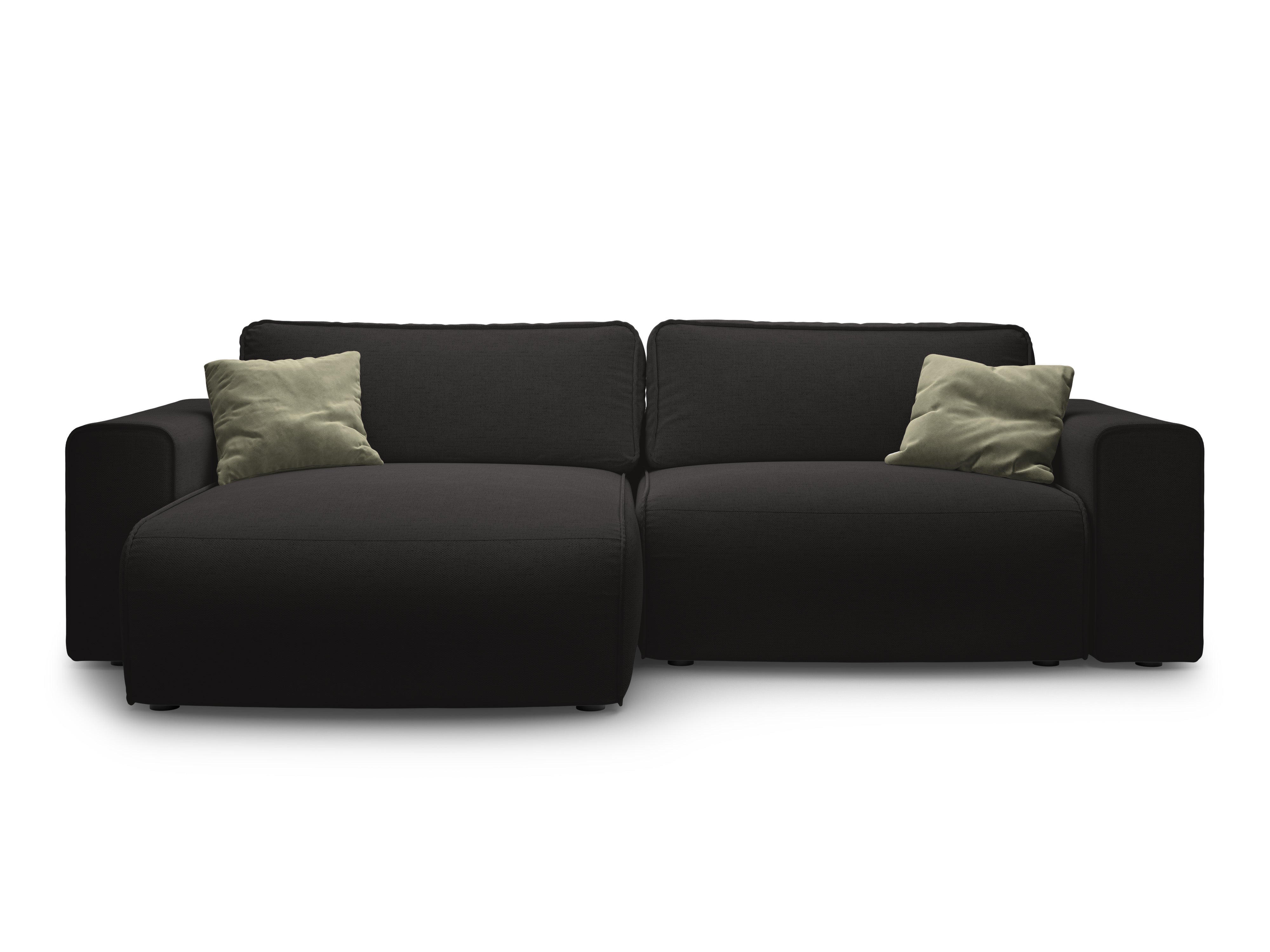 Left-sided 3-seater sofa bed VICTOR black chenille