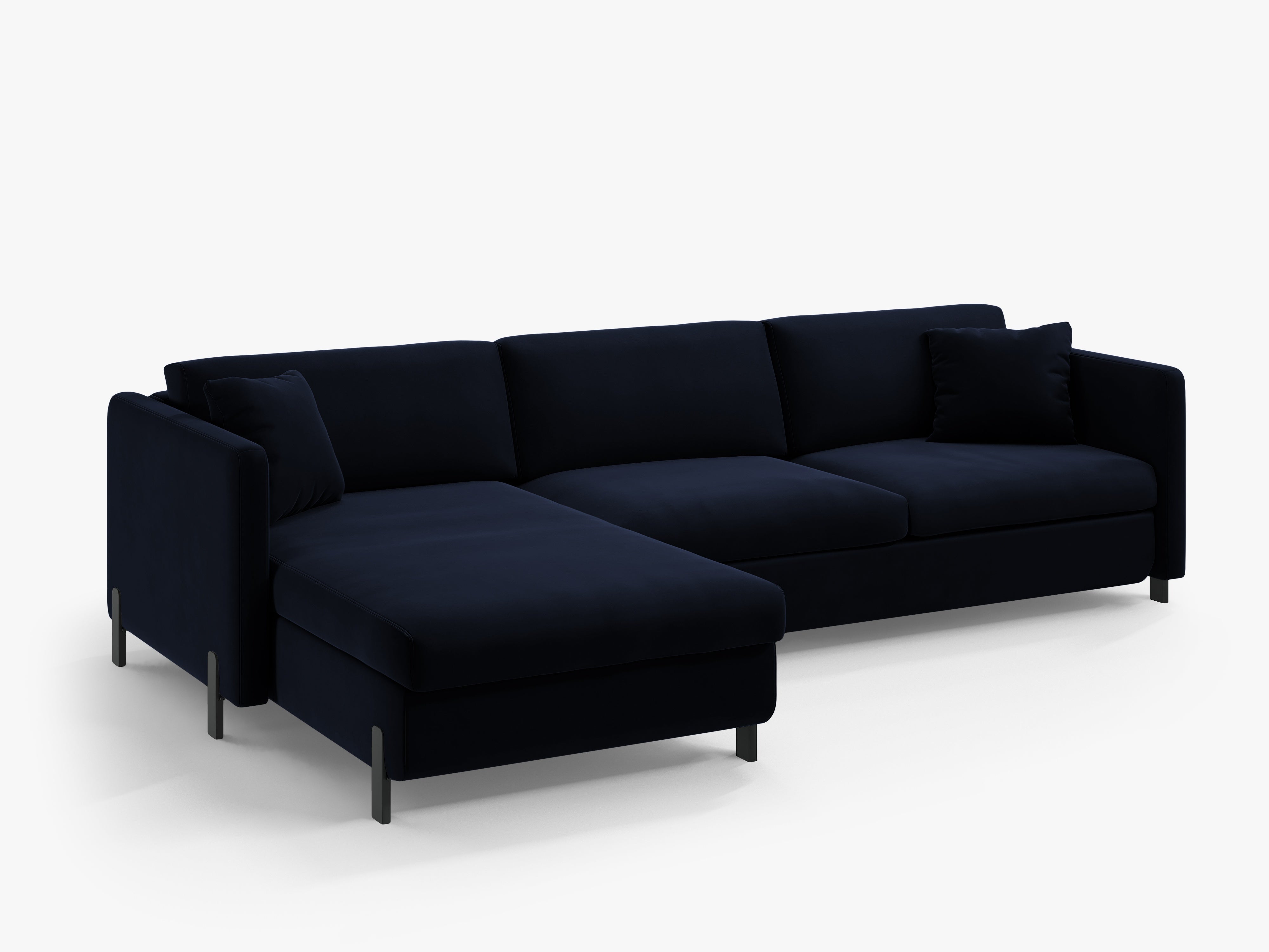 Left-facing velvet corner sofa with sleeping function GLORIA royal blue
