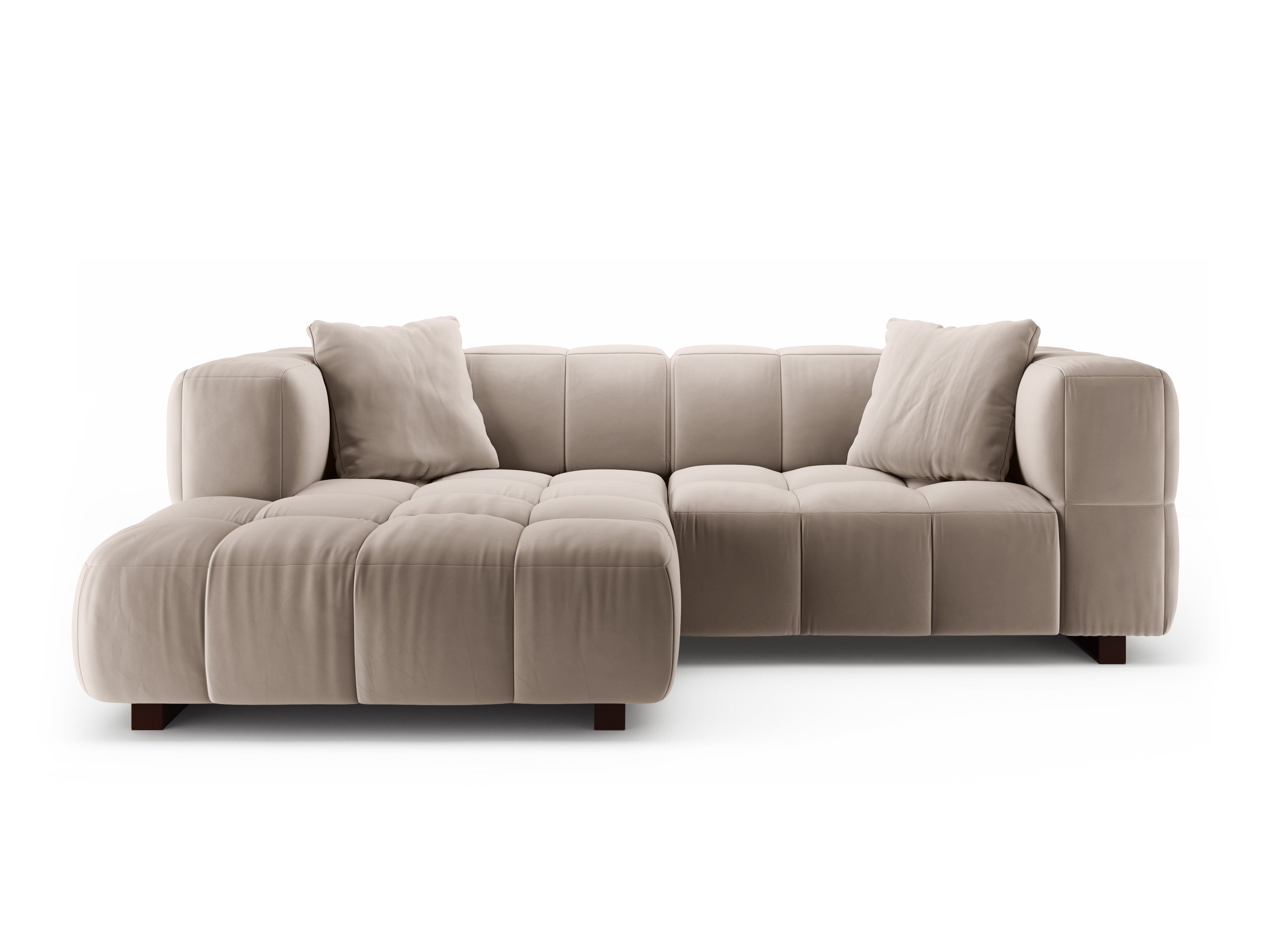 Beige Velvet Left-Hand Corner Sofa Bed PUMA