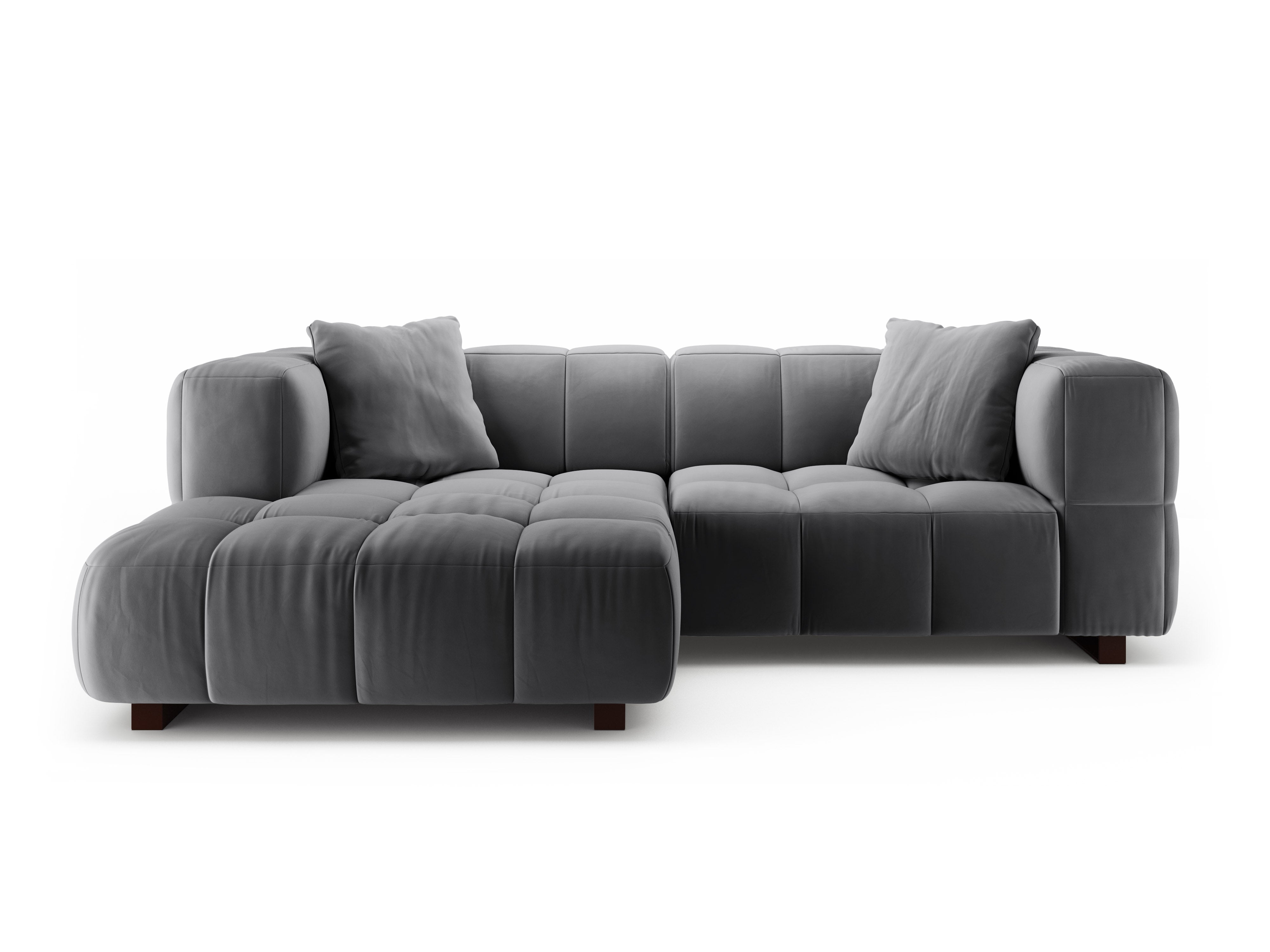 Left-facing velvet corner sofa bed PUMA gray