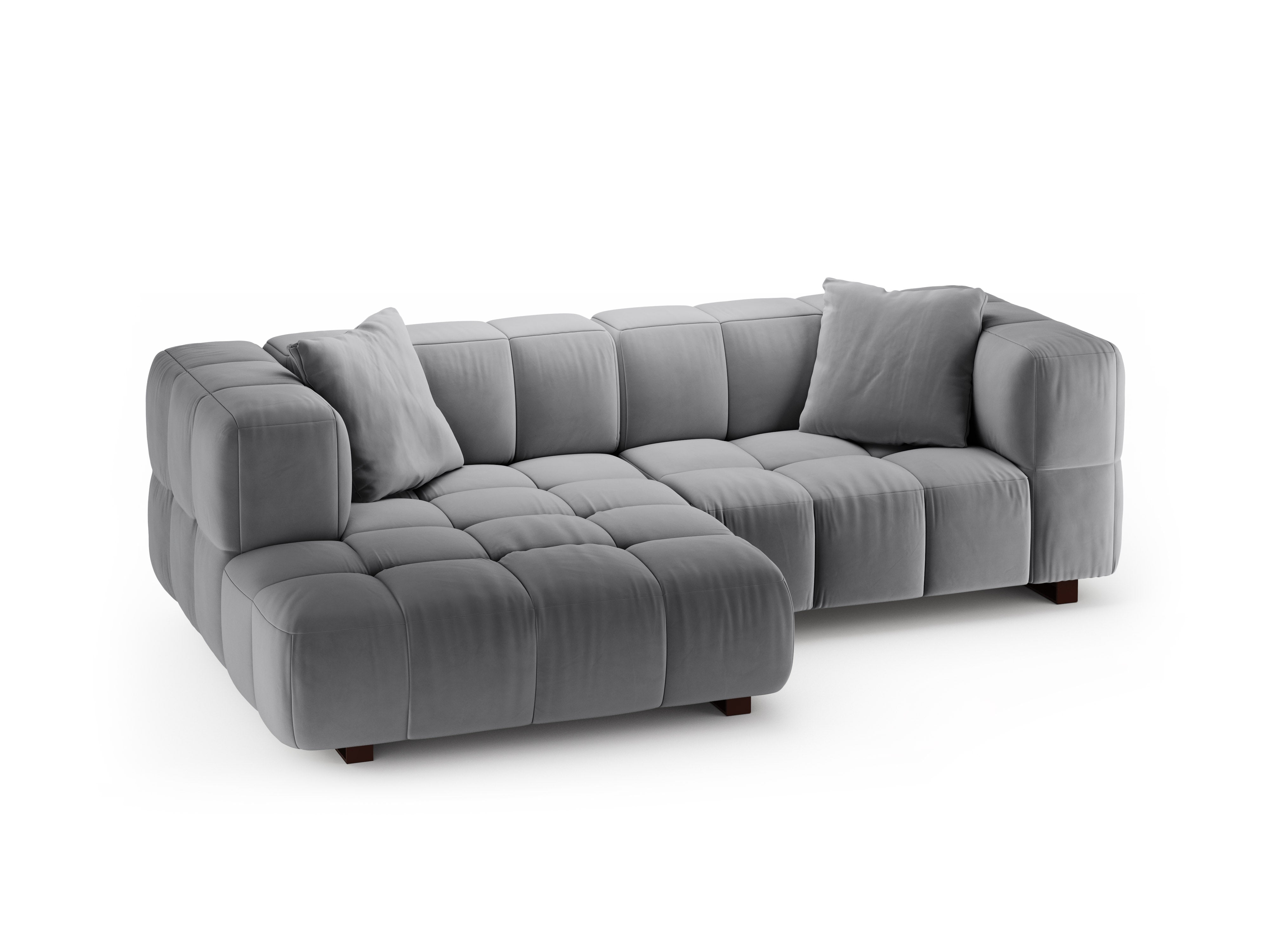 Left-facing velvet corner sofa bed PUMA gray