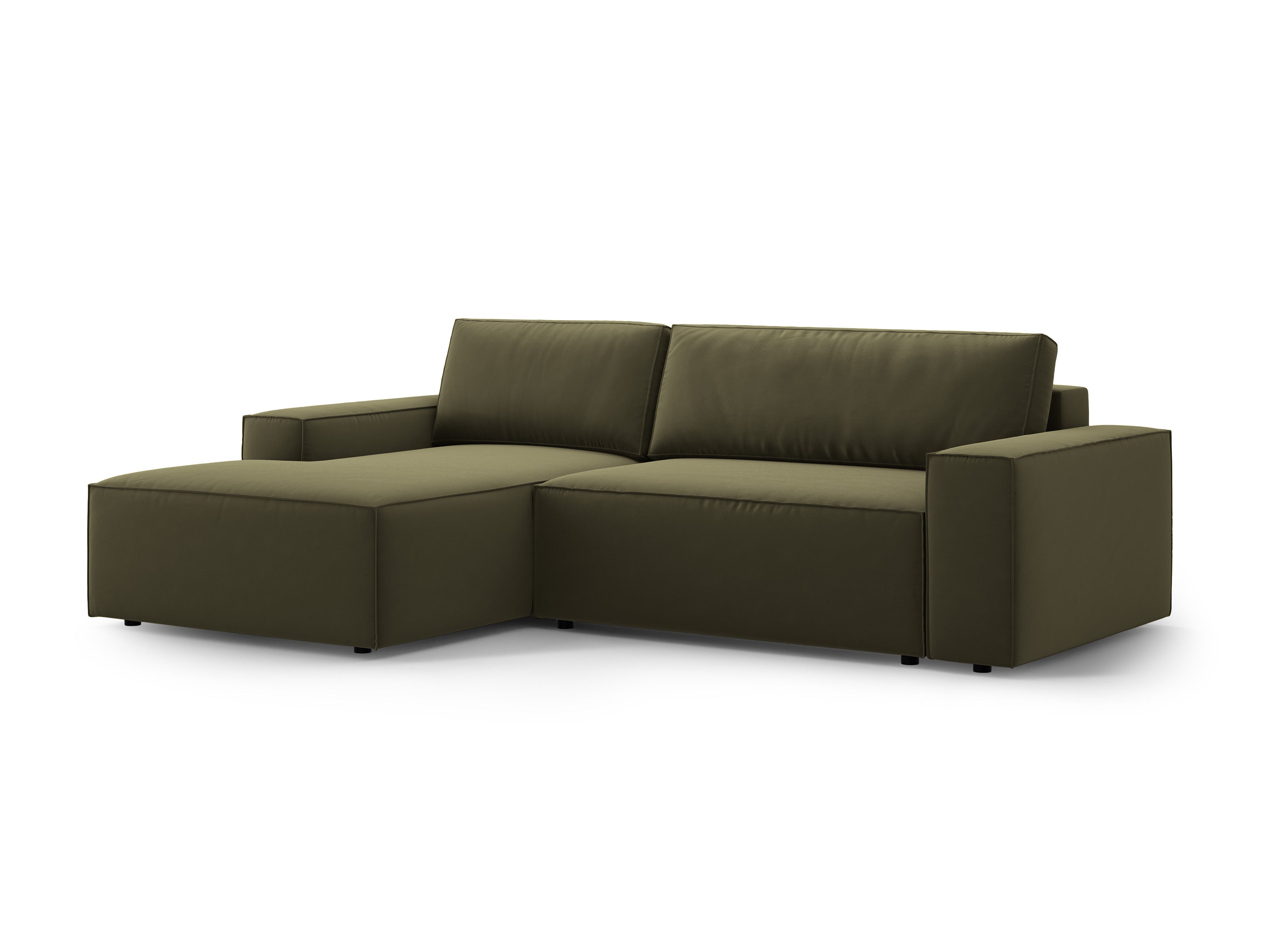 Left-facing velvet corner sofa bed JODIE green