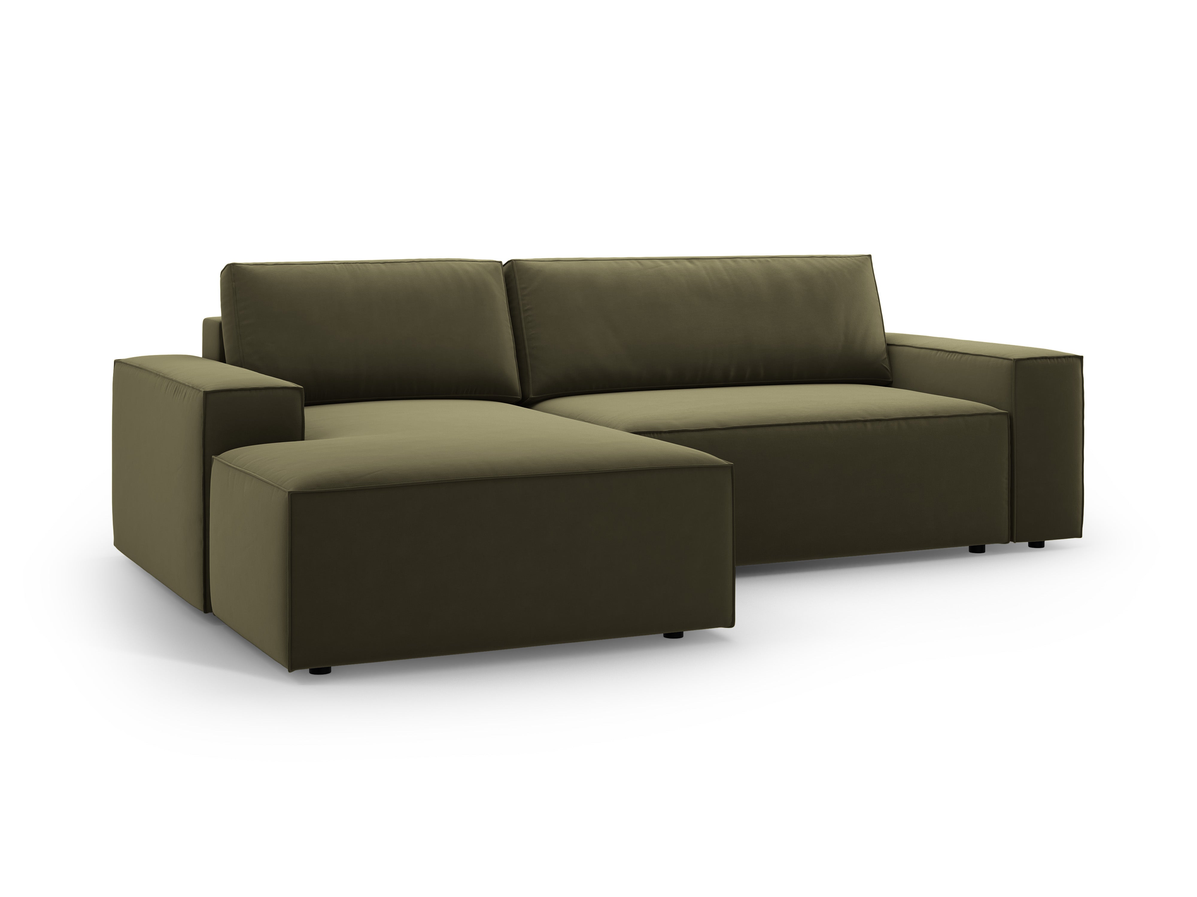 Left-facing velvet corner sofa bed JODIE green