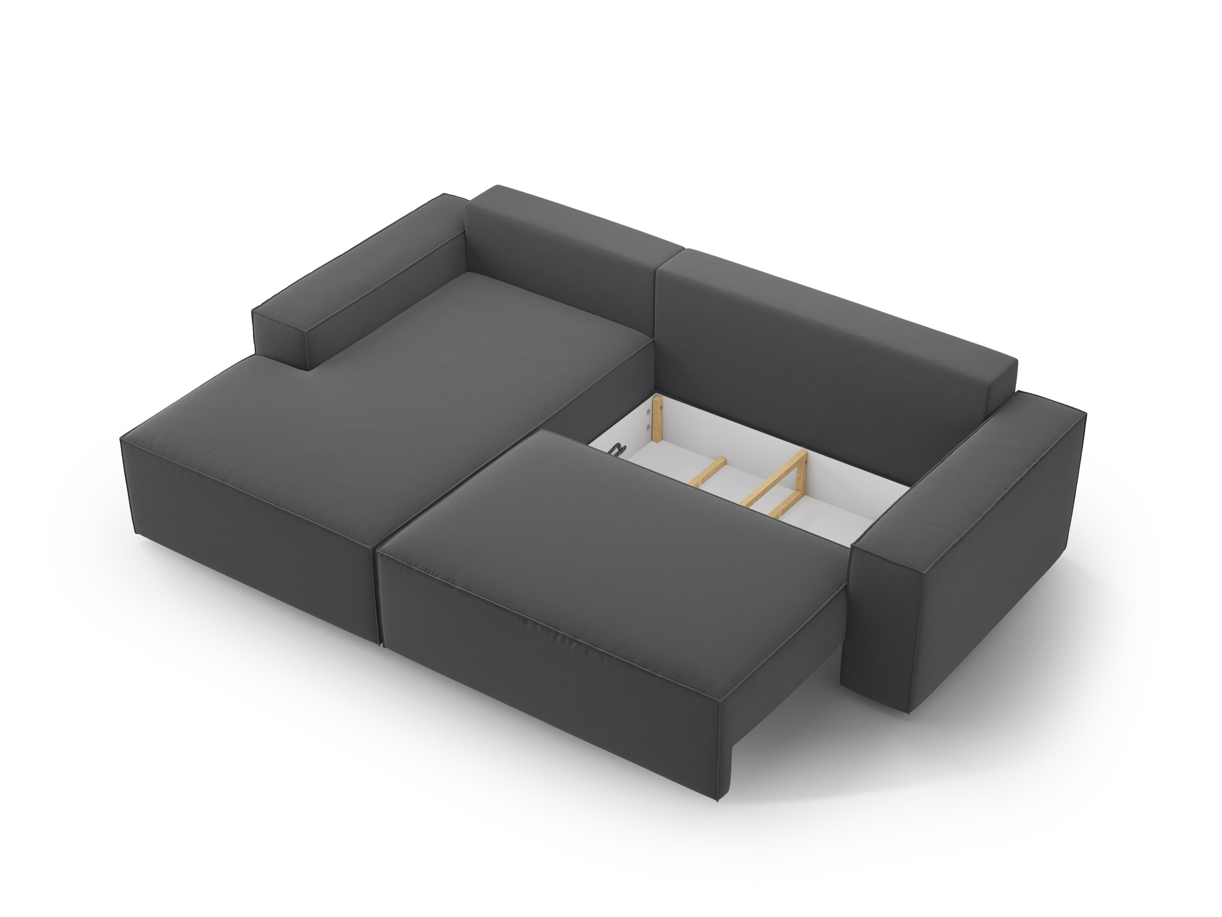 Left-facing velvet corner sofa bed JODIE gray