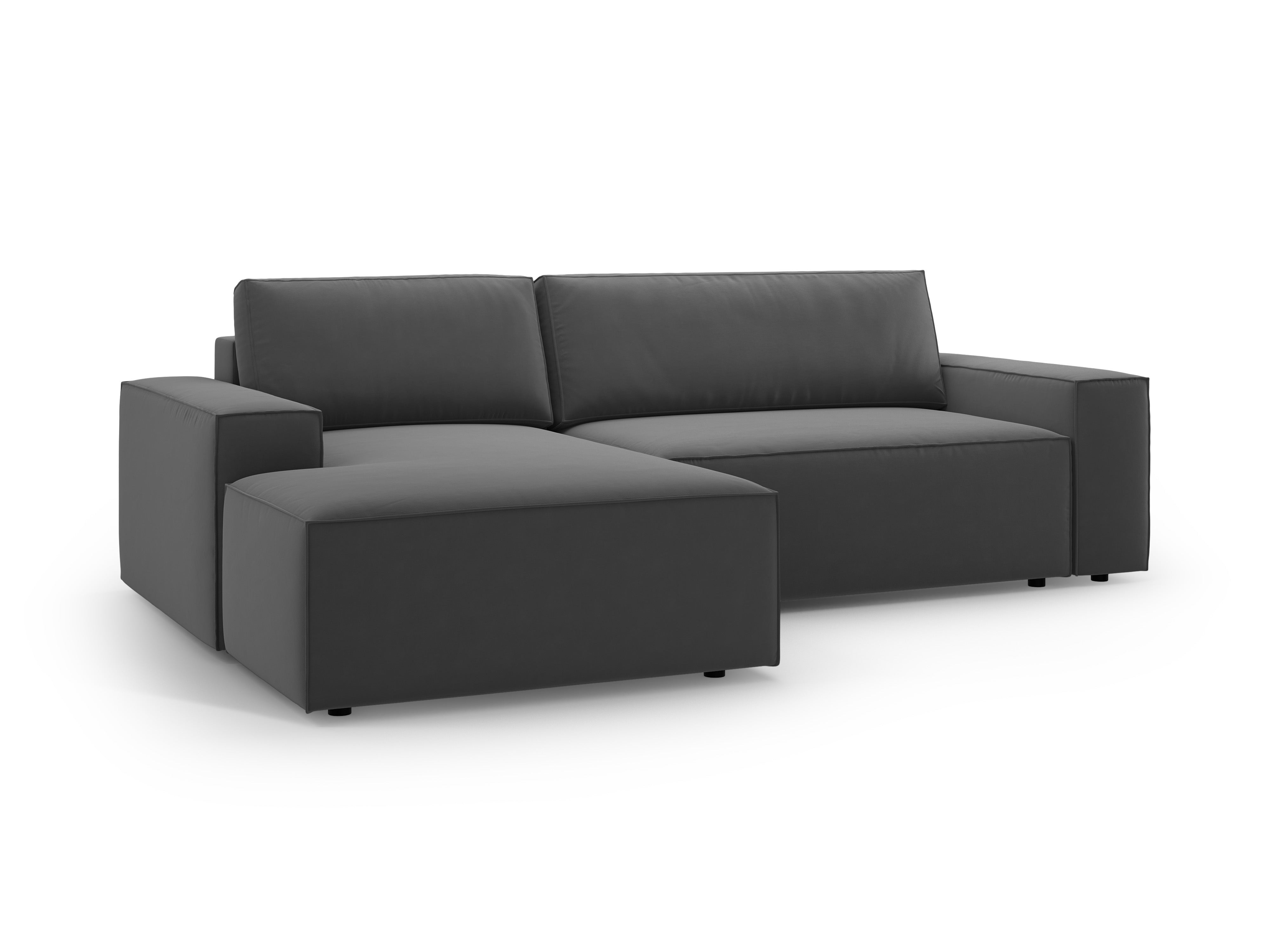 Left-facing velvet corner sofa bed JODIE gray