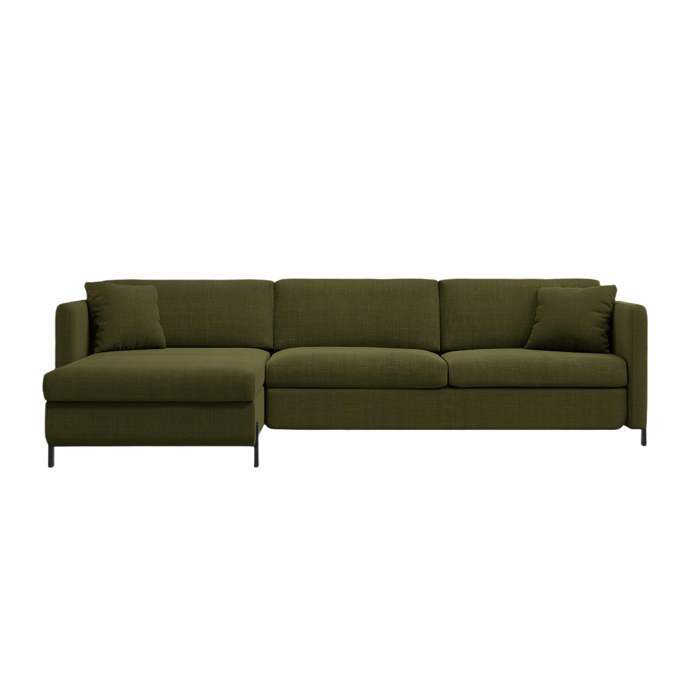 Left-sided corner sofa for 4 people with sleeping function GLORIA green chenille