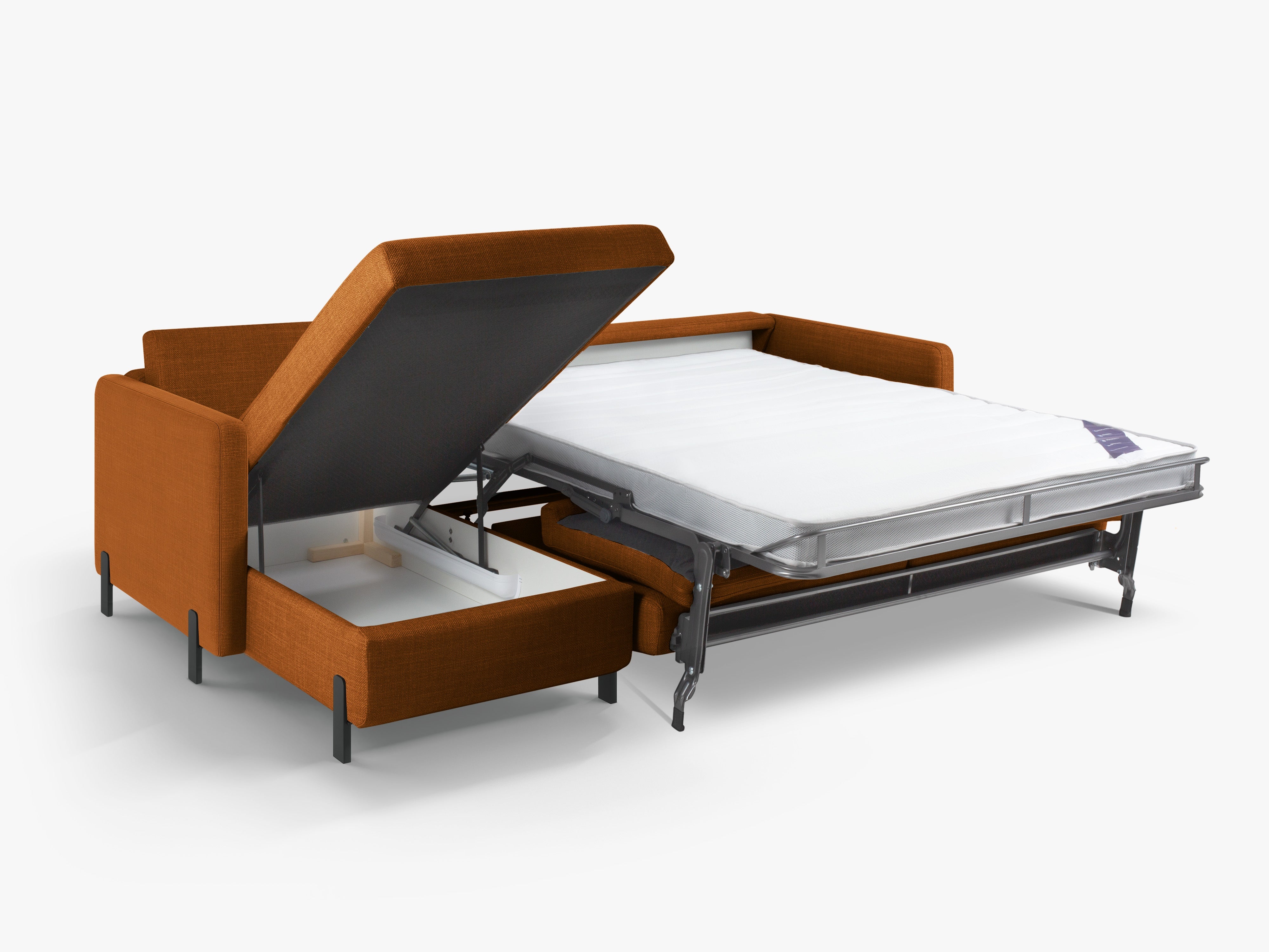 Rohová sedací souprava pro 4 osoby s funkcí spaní GLORIA cihlový šenil