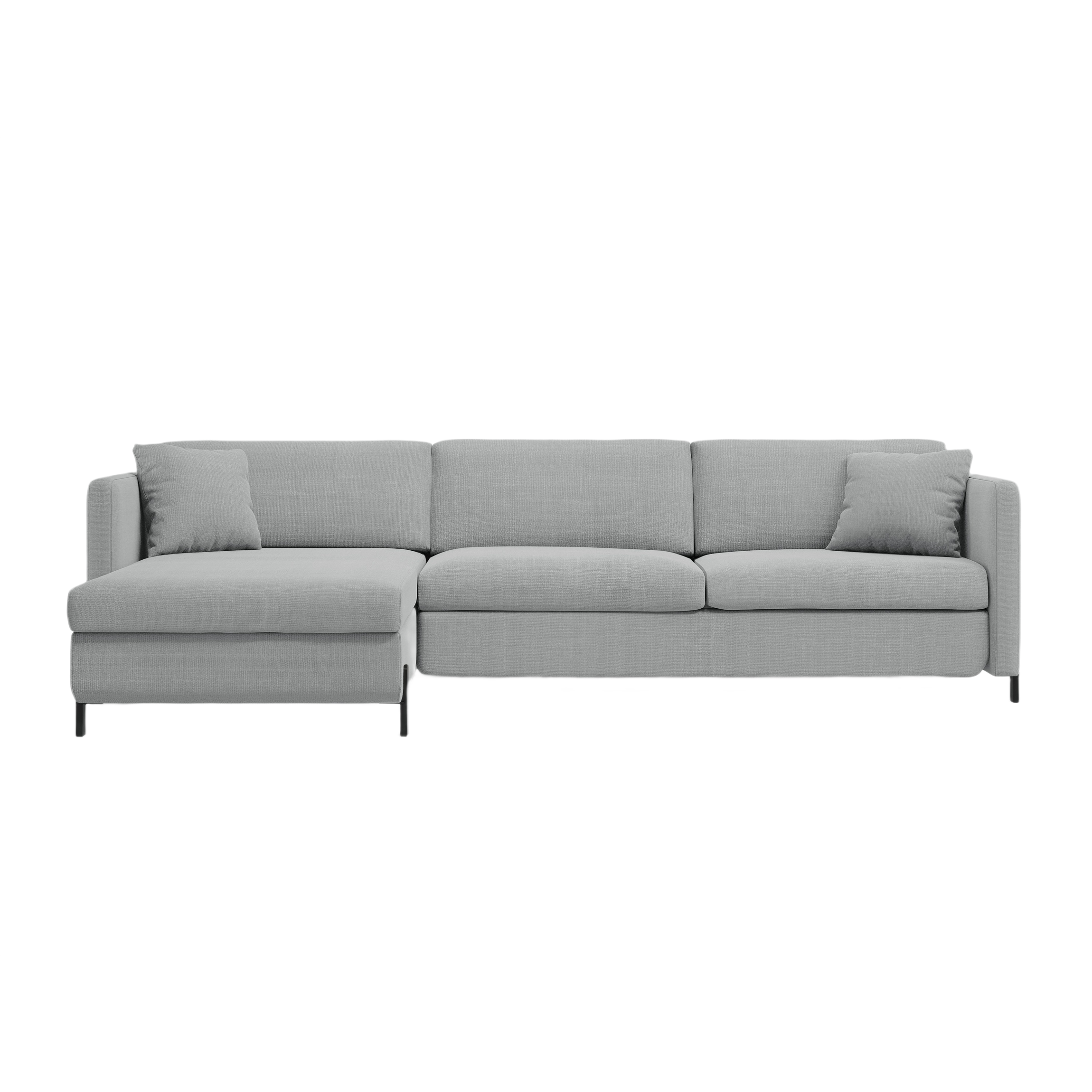 Left-sided corner sofa for 4 people with sleeping function GLORIA light gray chenille