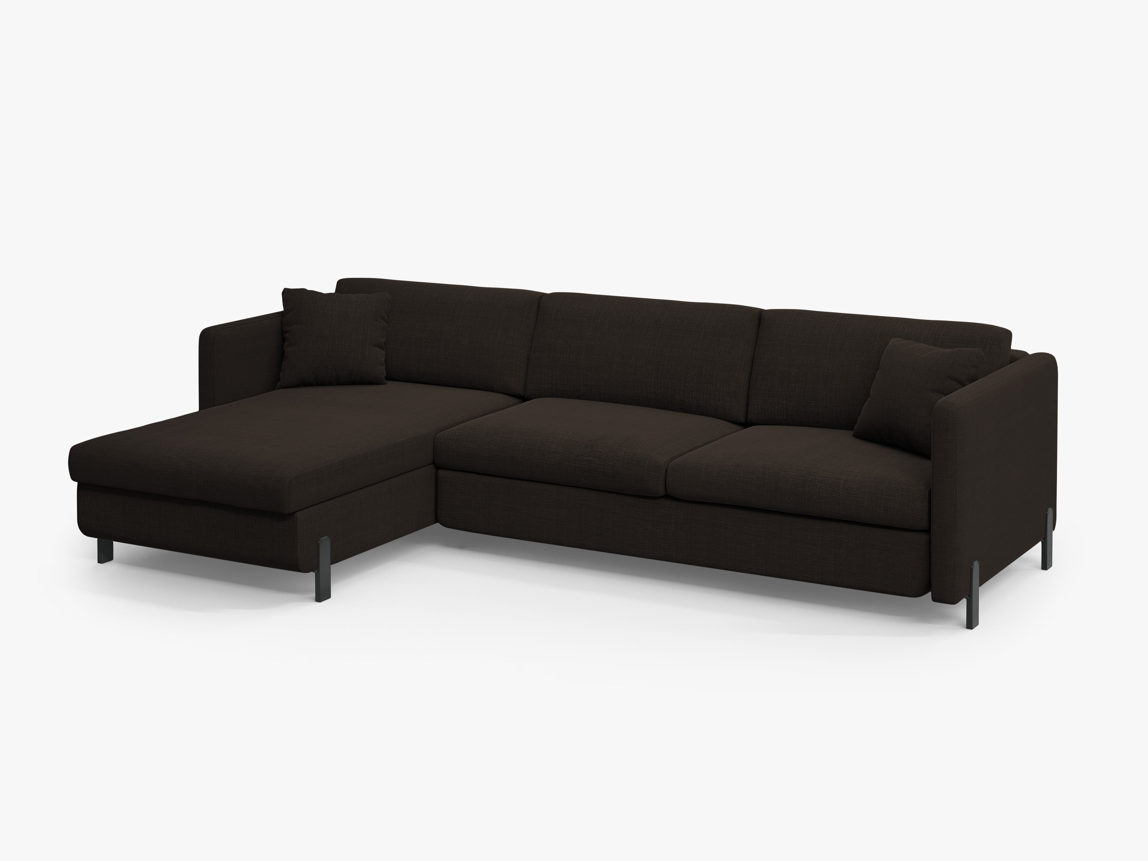 Left-sided corner sofa for 4 people with sleeping function GLORIA dark gray chenille