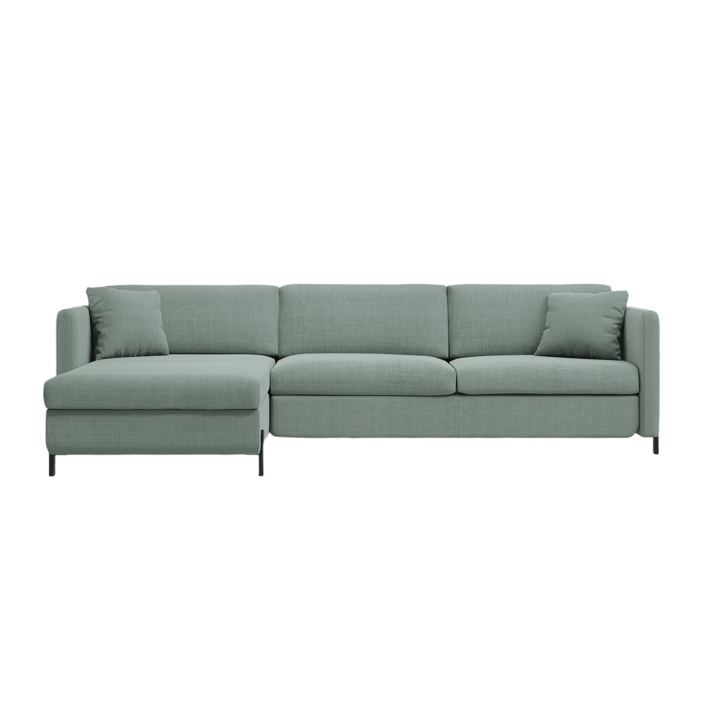 Left-sided corner sofa for 4 people with sleeping function GLORIA mint chenille
