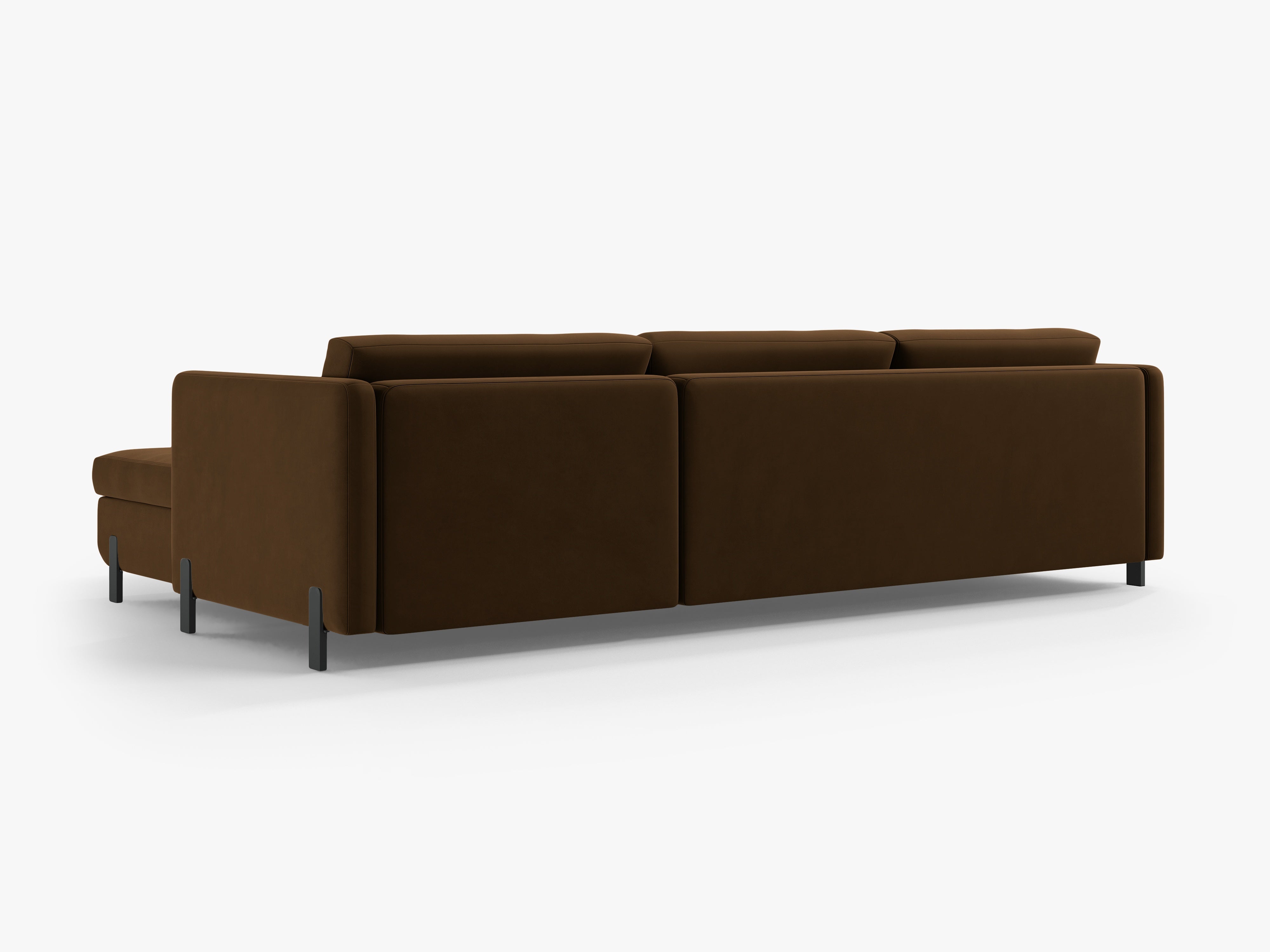 Left-facing velvet corner sofa for 4 people with sleeping function GLORIA chocolate