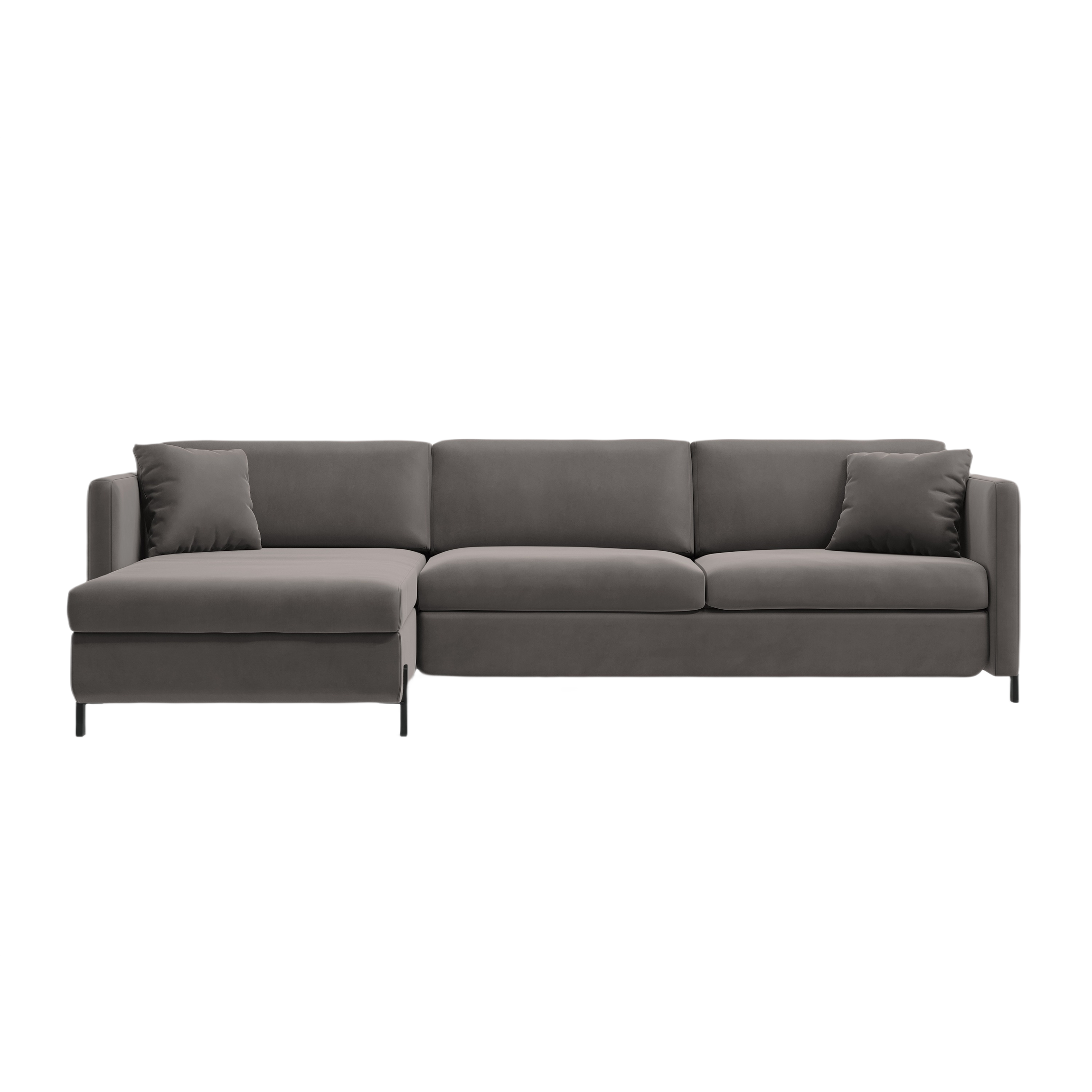 Gray left-facing velvet corner sofa for 4 people with sleeping function GLORIA