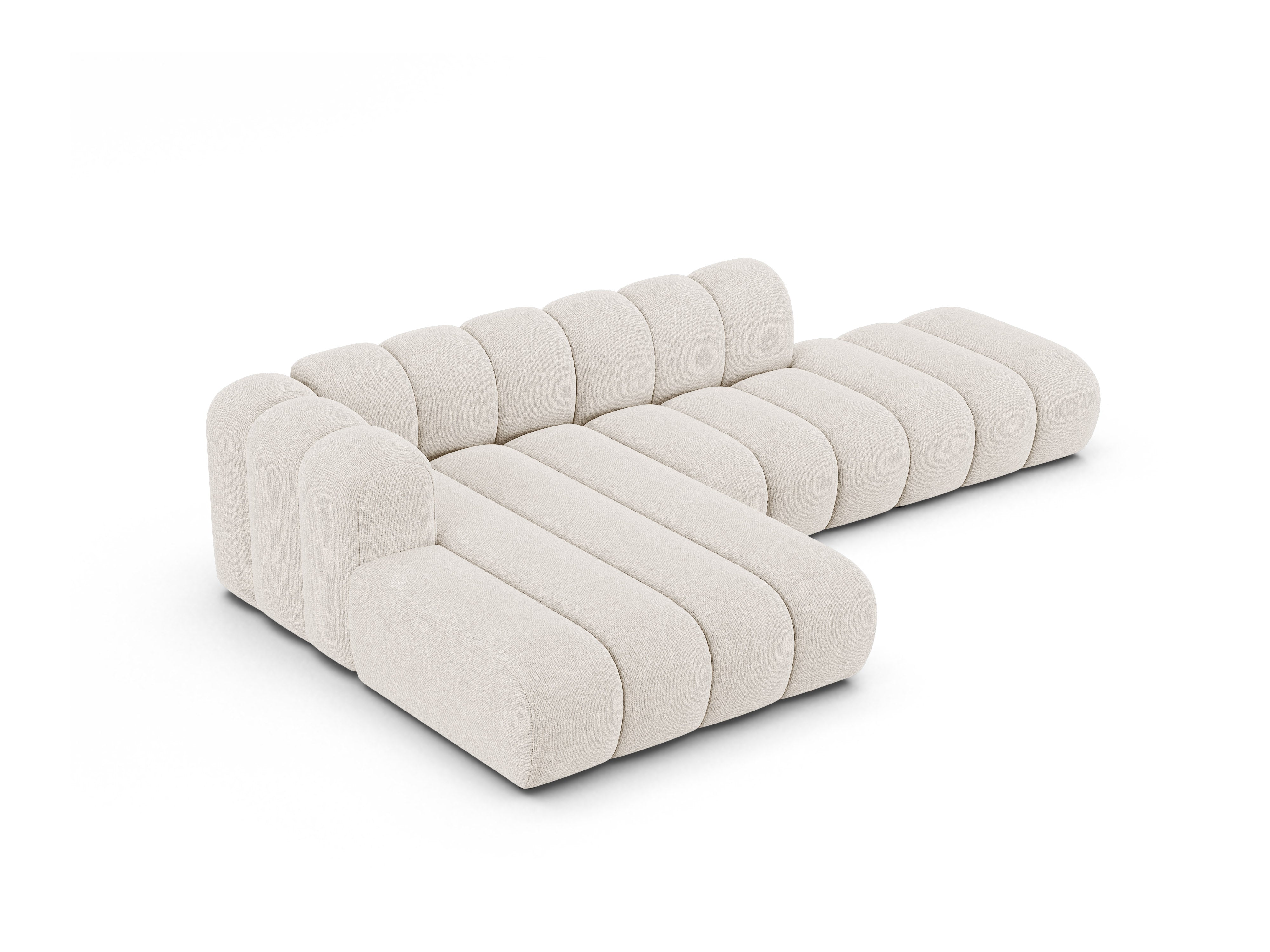 5-seater left-facing corner sofa LUPINE light beige chenille