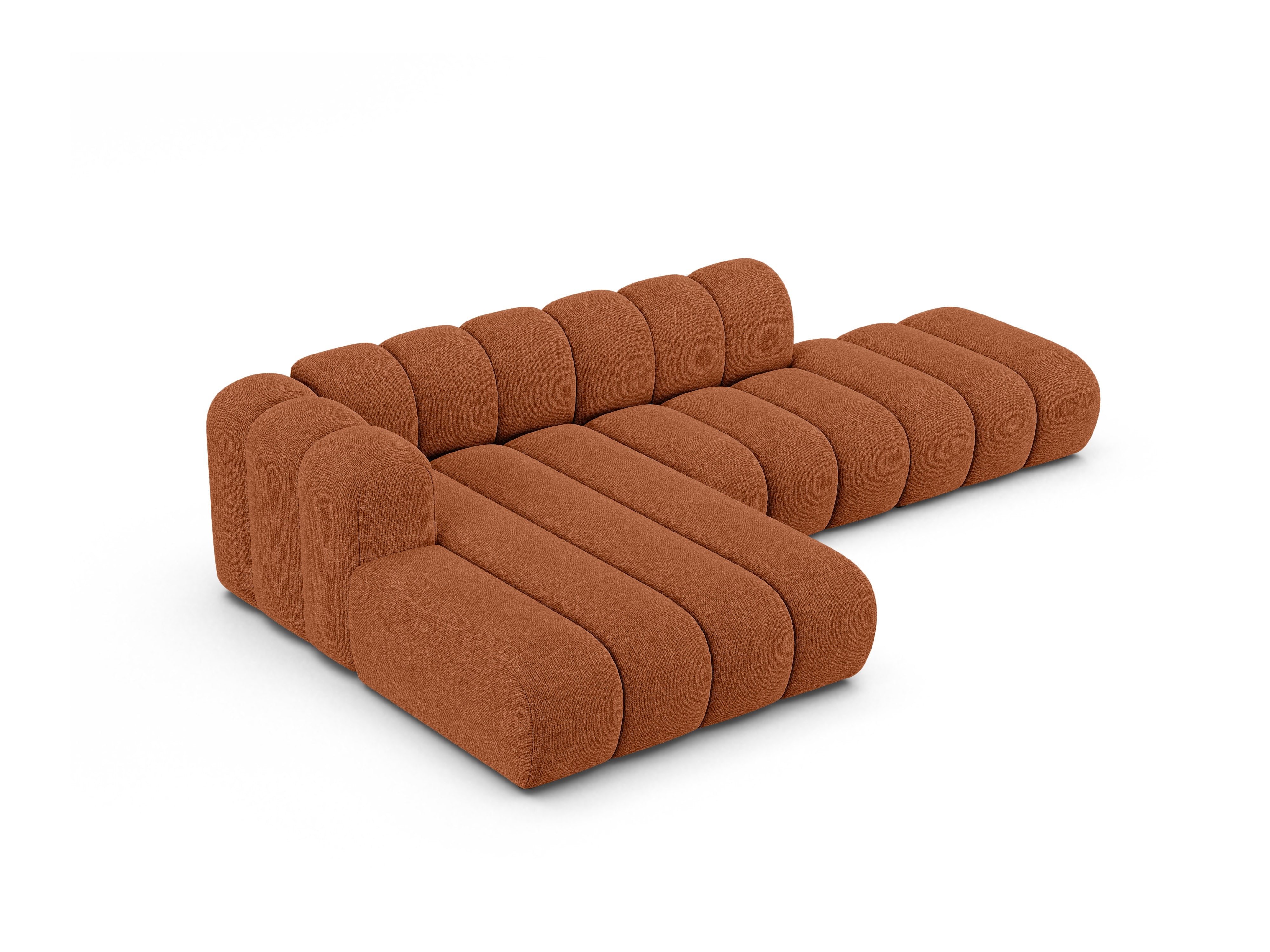5-seater left-facing corner sofa LUPINE brick chenille
