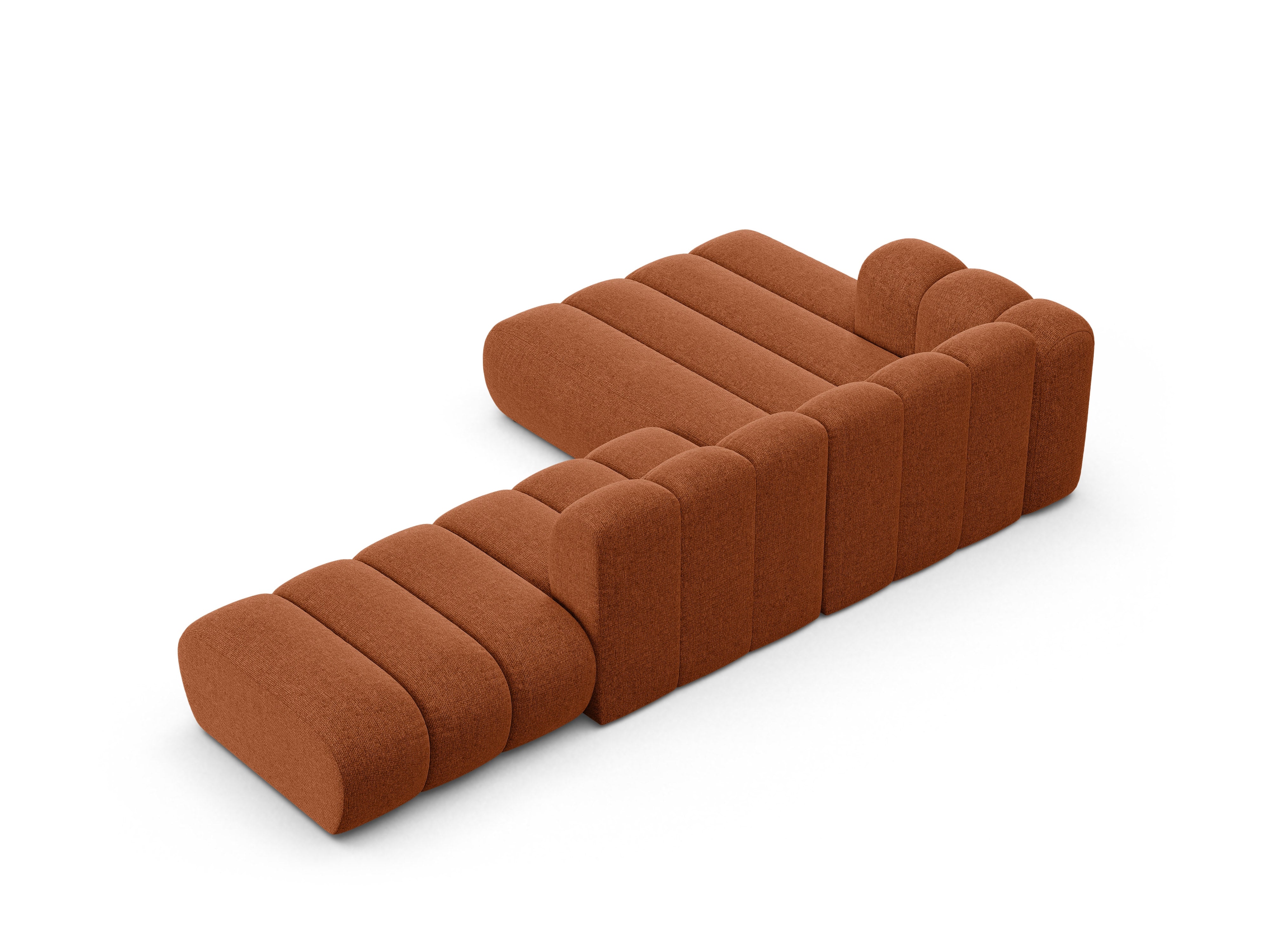 5-seater left-facing corner sofa LUPINE brick chenille