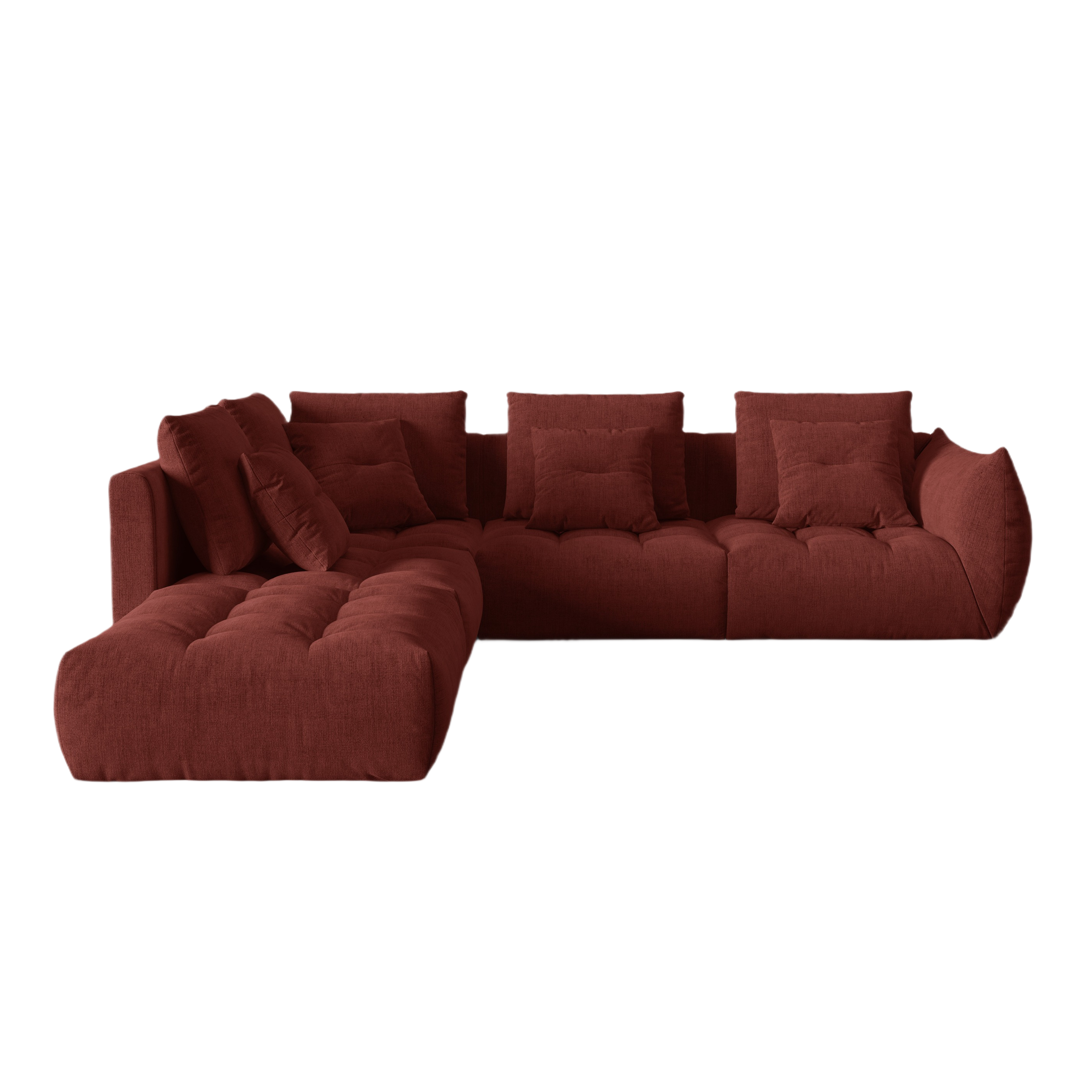 Left-facing modular corner sofa for 4 people BLOOM red chenille