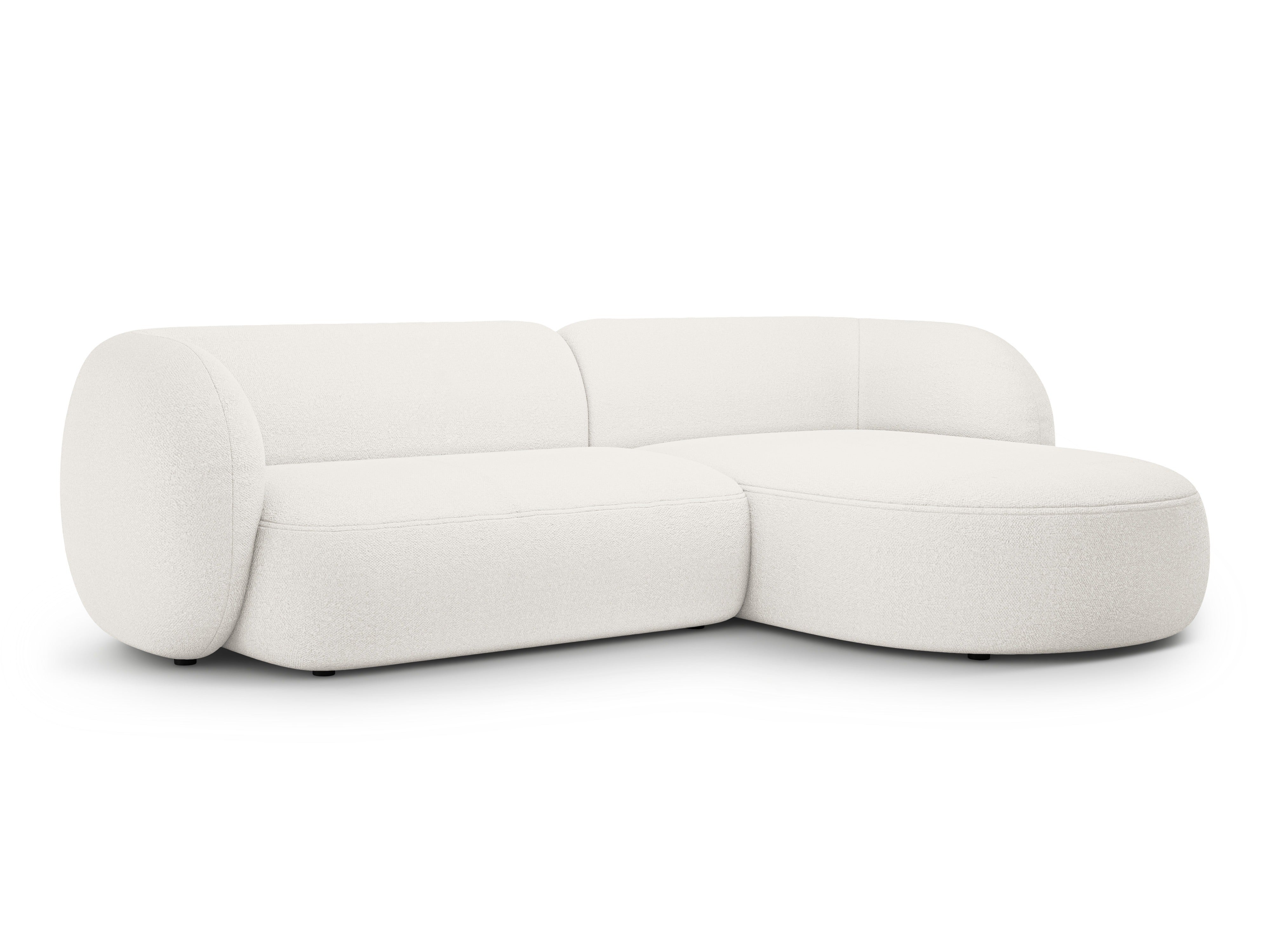 Right-facing 3-seater sofa KATE white boucle
