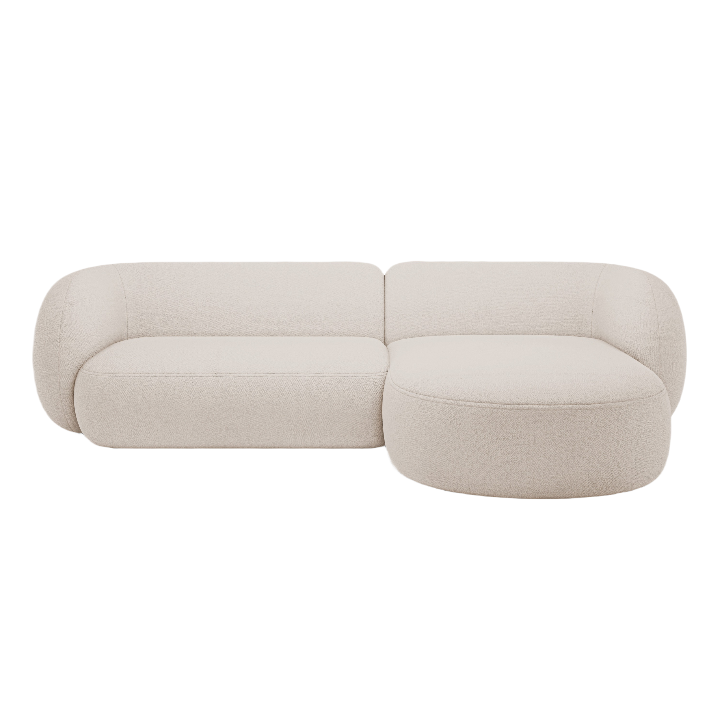 Right-facing 3-seater sofa KATE beige boucle