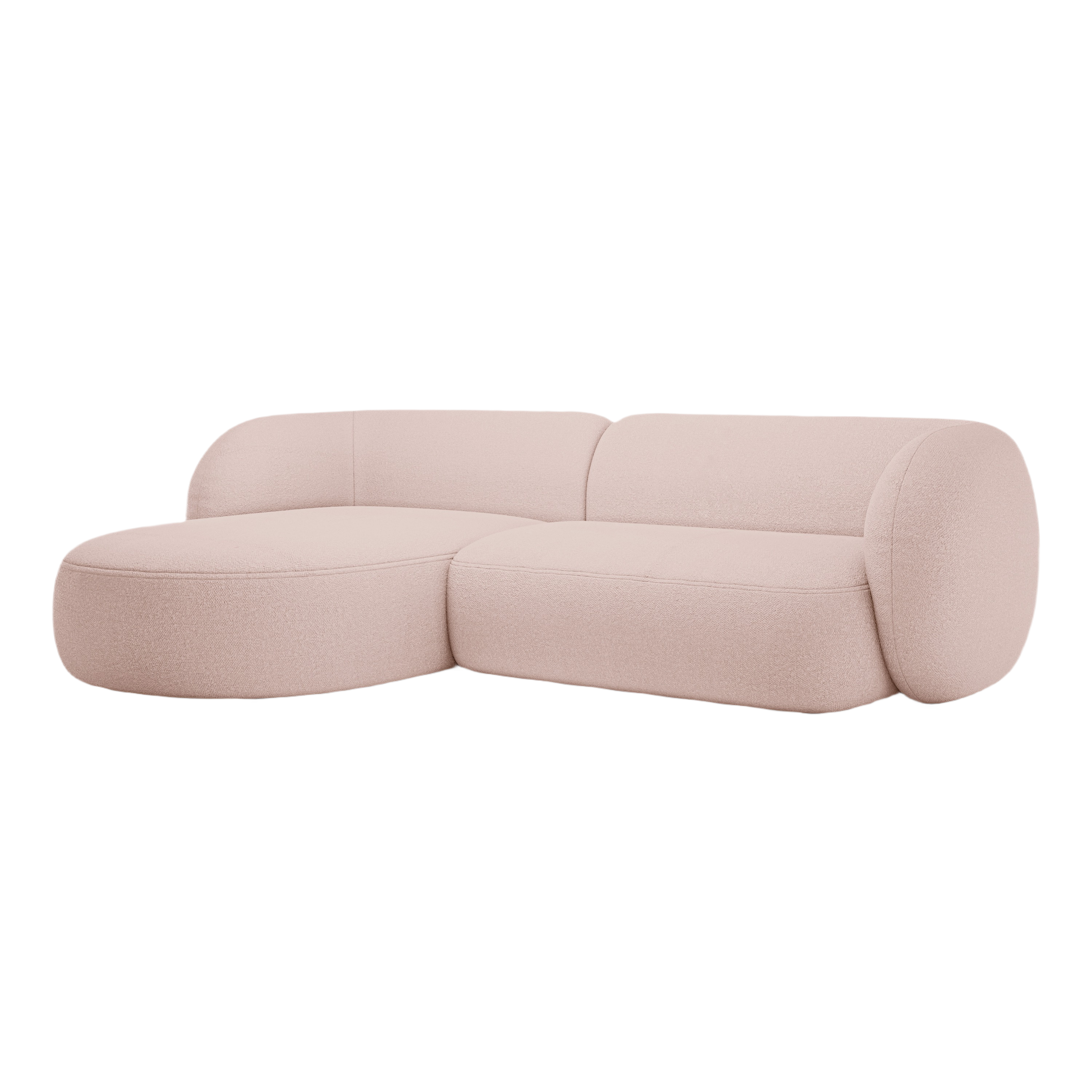 Left-facing 3-seater sofa KATE pink boucle