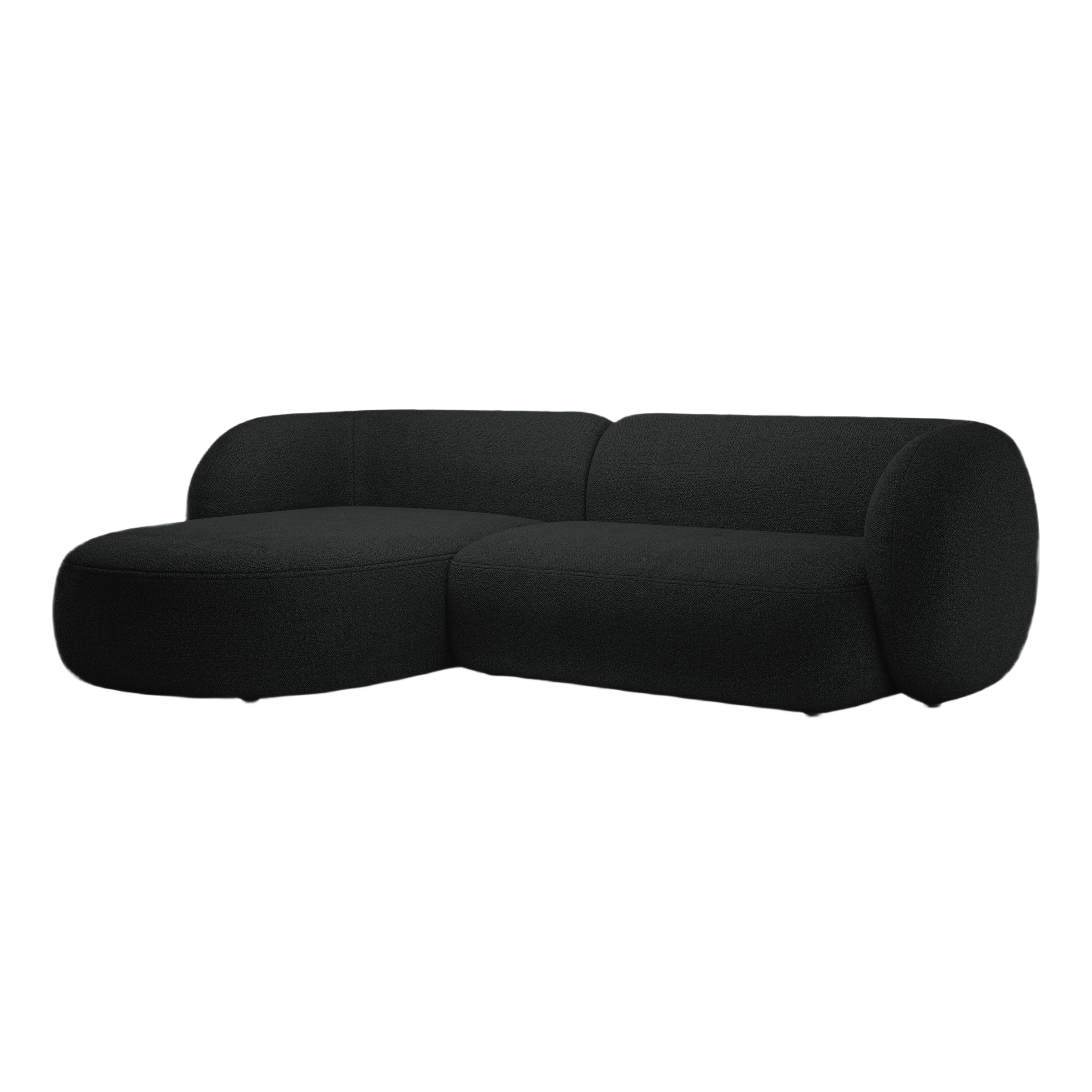 Left-sided 3-seater corner sofa KATE black boucle